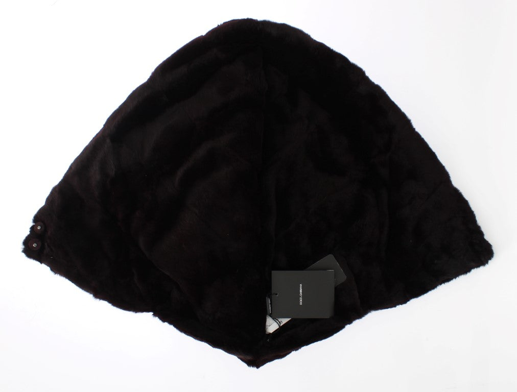 Dolce & Gabbana Exclusive Weasel Fur Hooded Purple Scarf