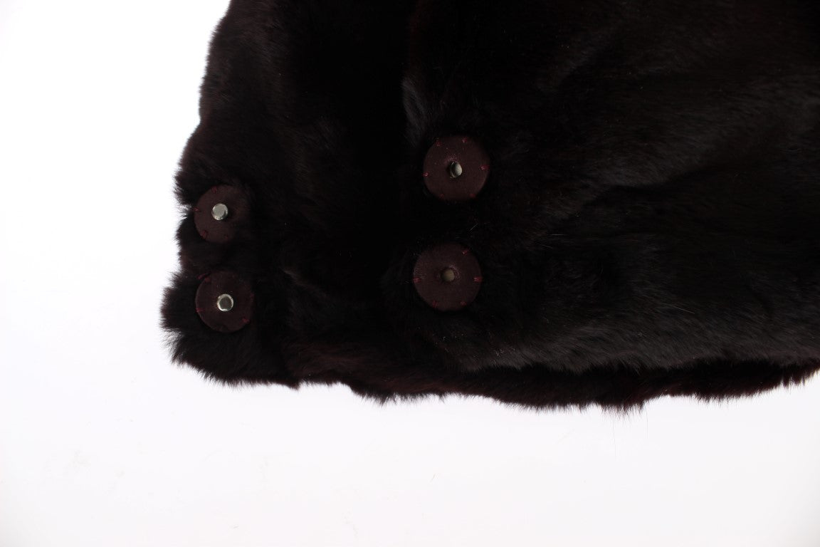 Dolce & Gabbana Exclusive Weasel Fur Hooded Purple Scarf