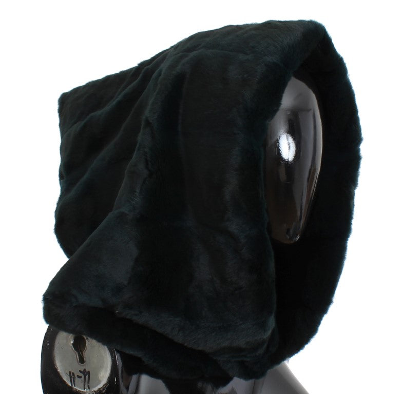 Dolce & Gabbana Exclusive Weasel Fur Hooded Green Scarf