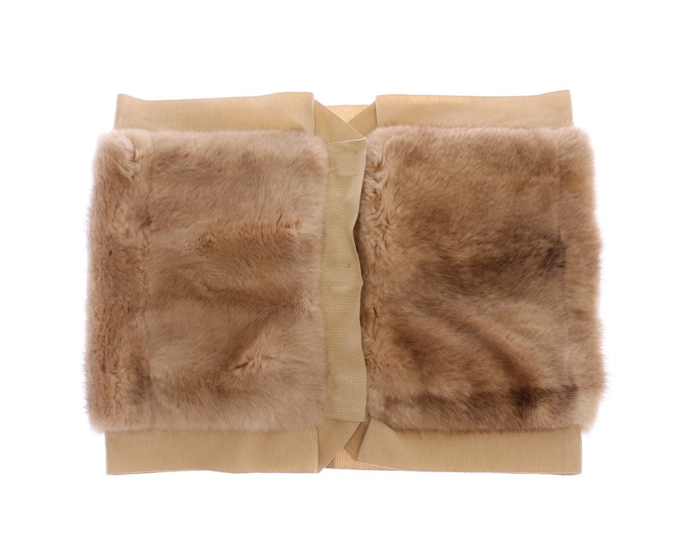 Dolce & Gabbana Exclusive Mink Fur Scarf Beige Wrap