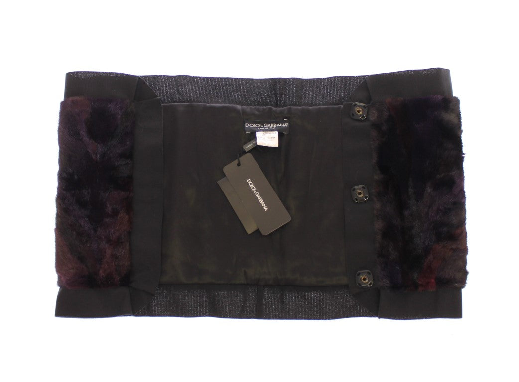 Dolce & Gabbana Exquisite Mink Fur Scarf Purple Wrap