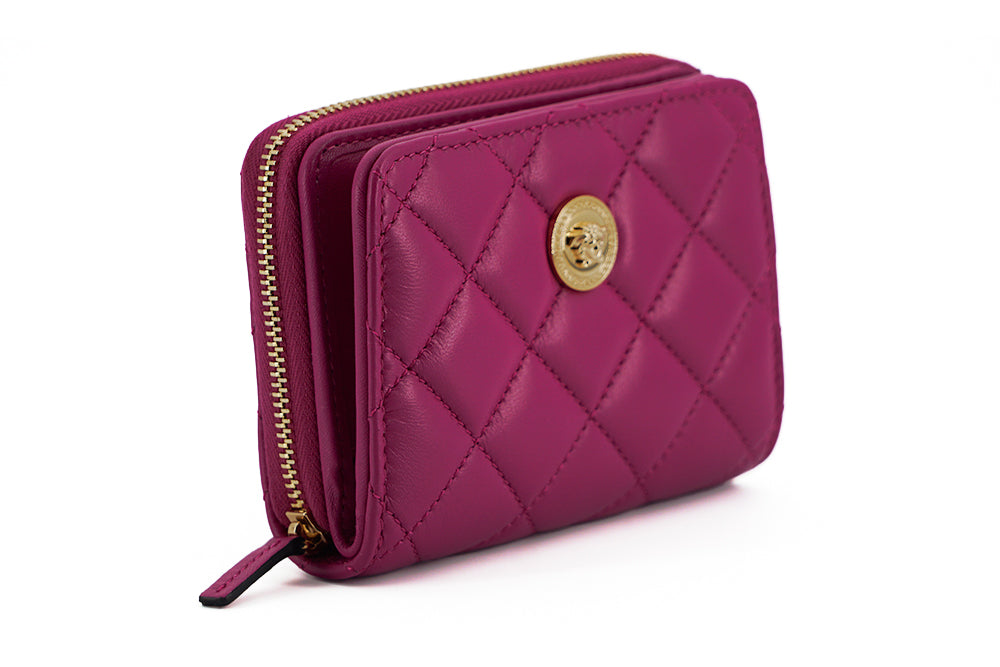 Versace Elegant Quilted Leather Purple Wallet