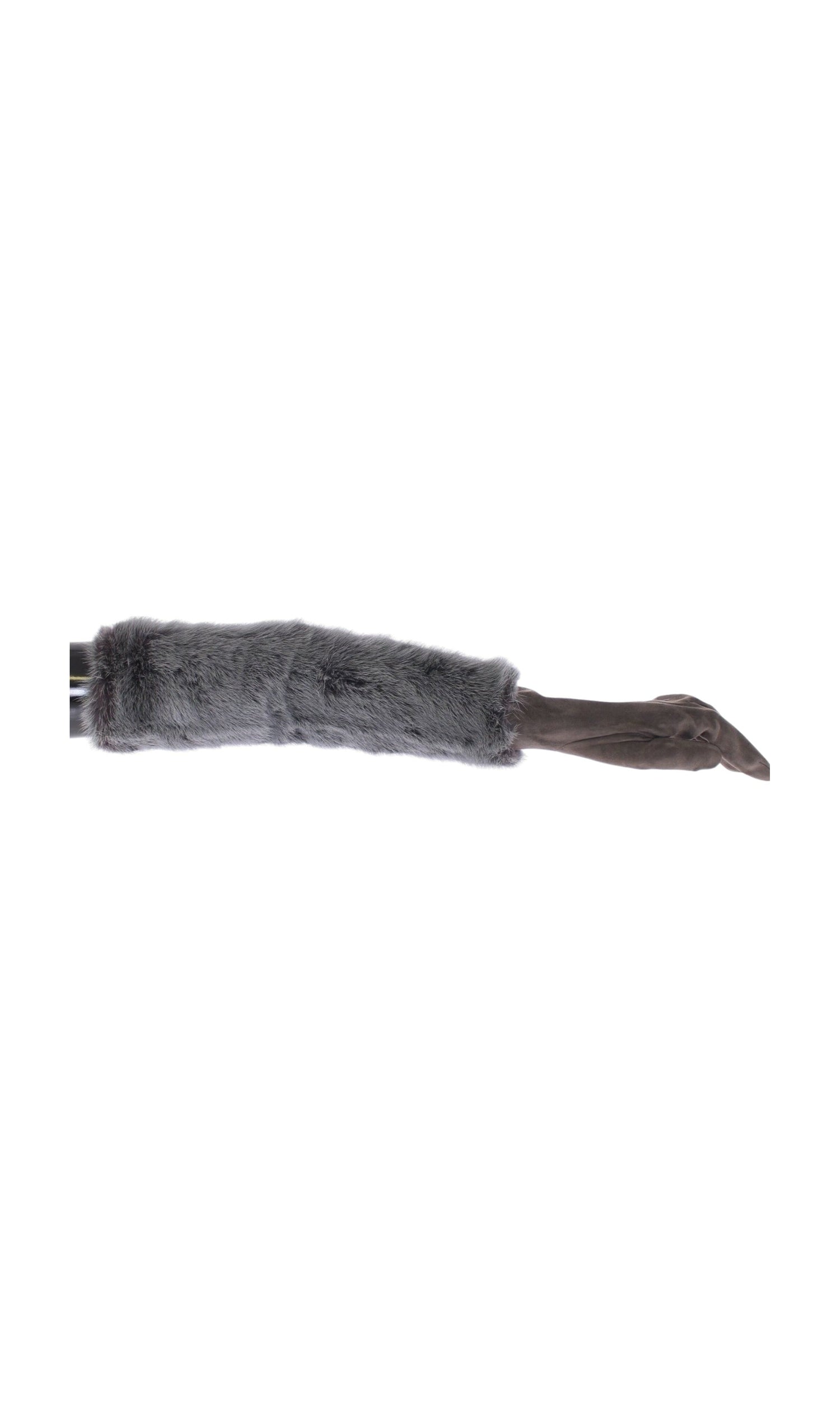 Dolce & Gabbana Elegant Mink Fur Leather Elbow Gray Gloves