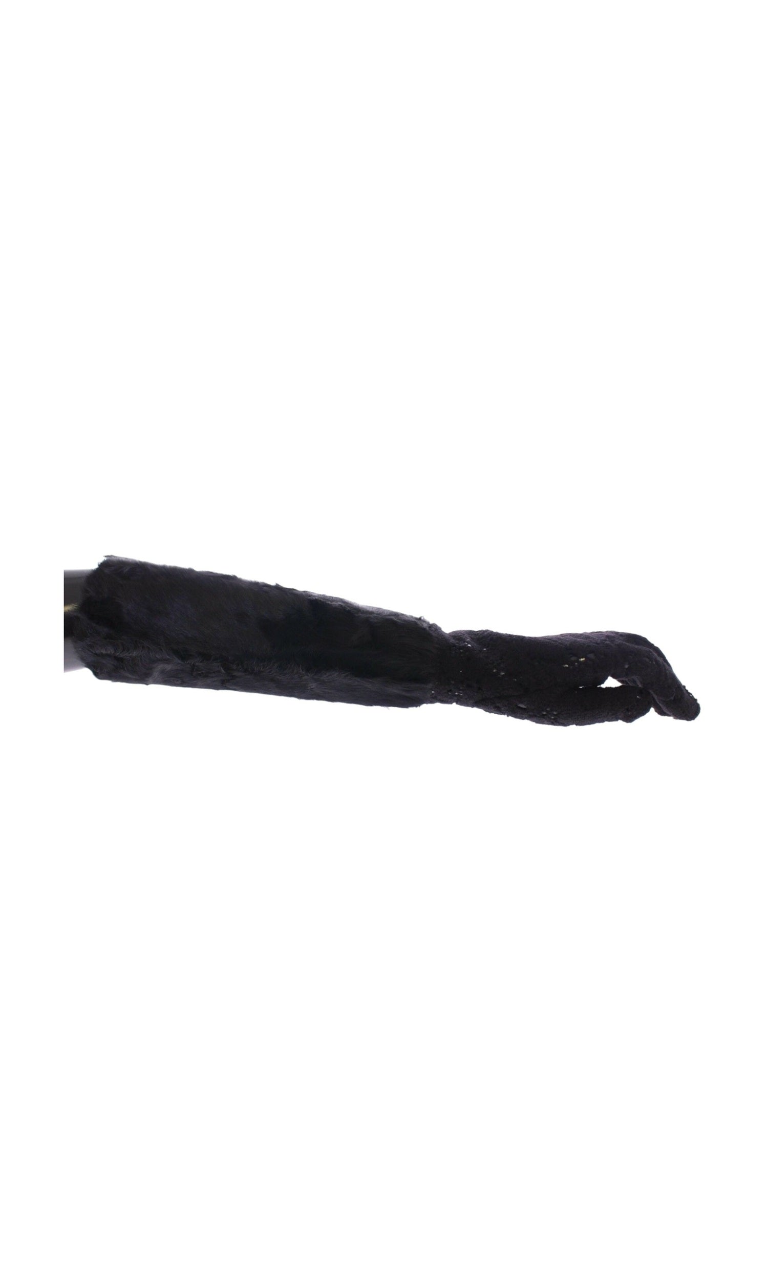 Dolce & Gabbana Wool Lace & Lamb Fur Elbow Black Gloves