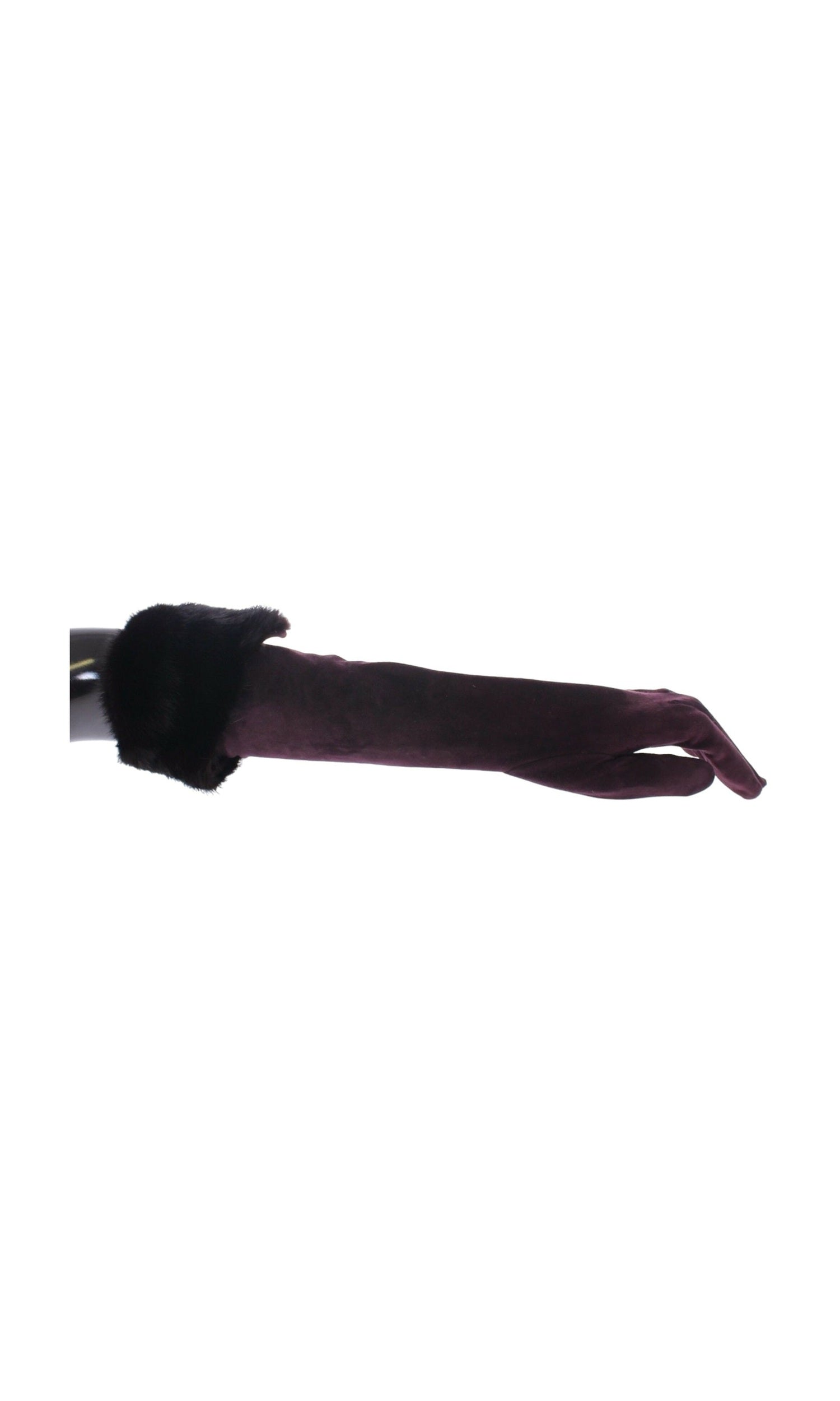 Dolce & Gabbana Elegant Elbow Length Fur Purple Gloves