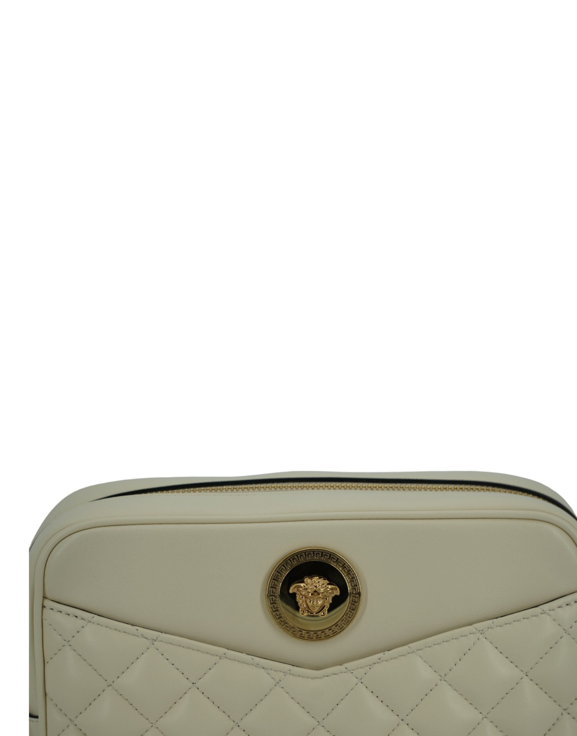 Versace Elegant Leather Camera Shoulder White Bag