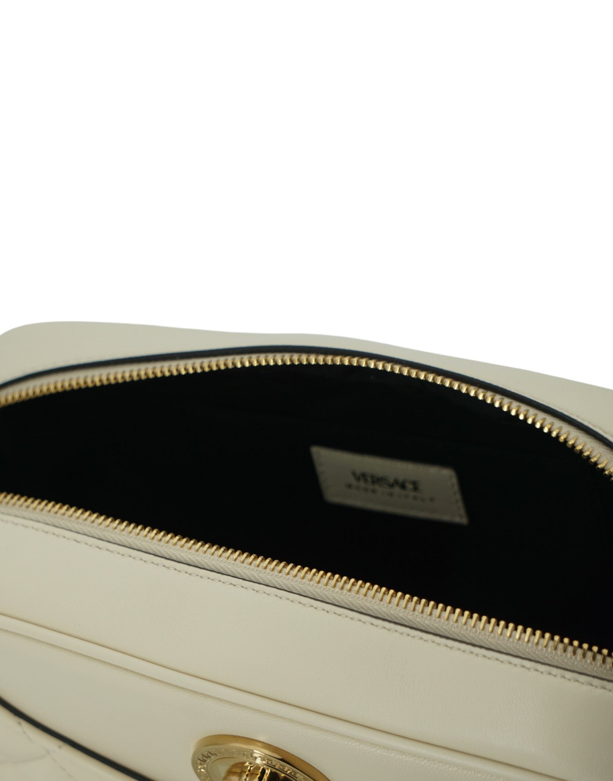 Versace Elegant Leather Camera Shoulder White Bag