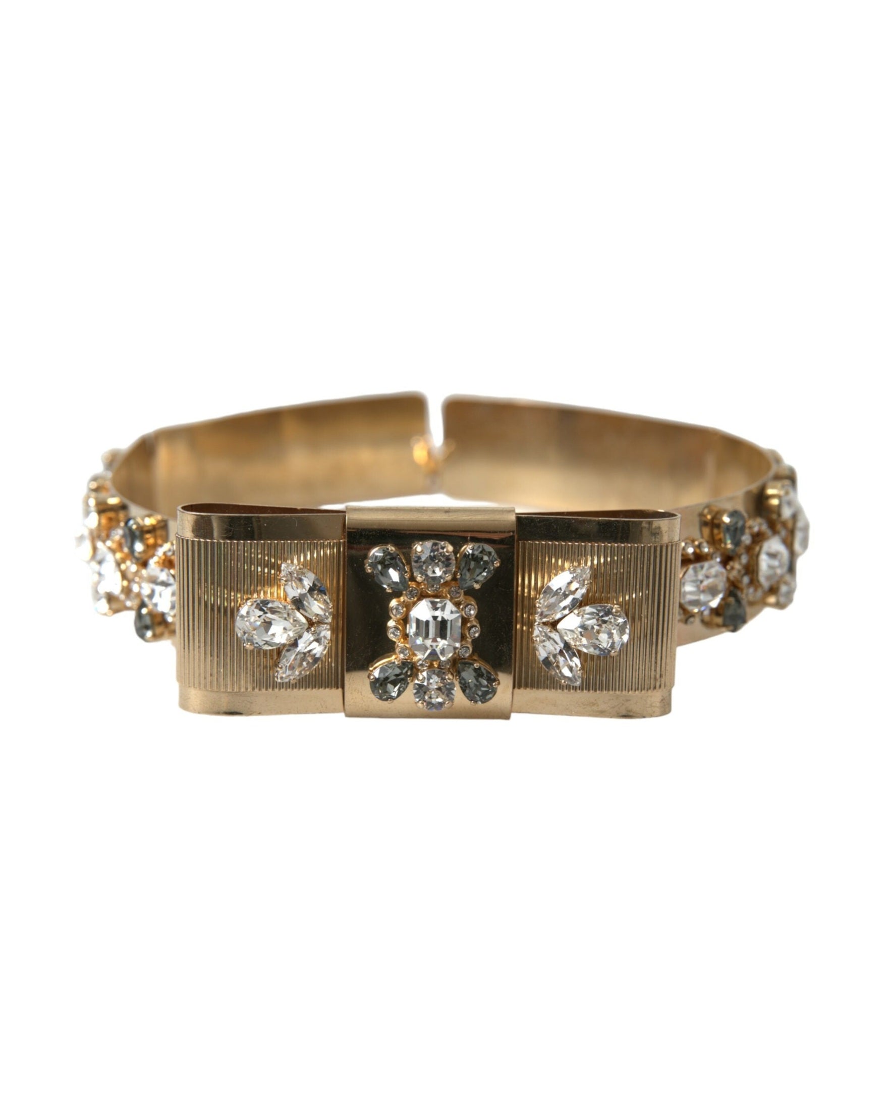 Dolce & Gabbana -Tone Crystal Embellished Waist Gold Belt Glam Steals