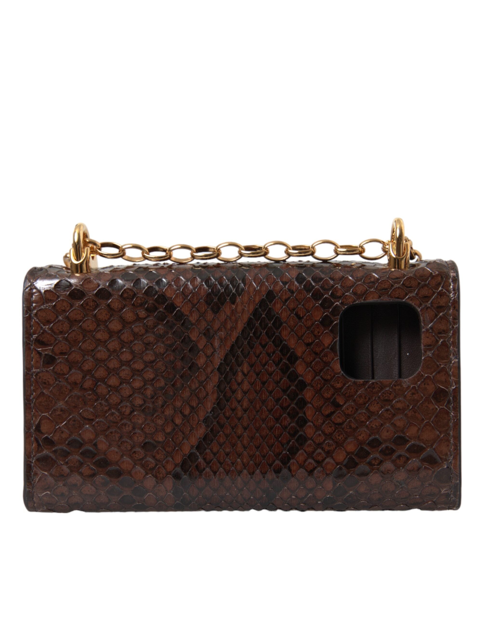 Dolce & Gabbana Python Leather Dg Girls Crossbody Phone Brown Bag