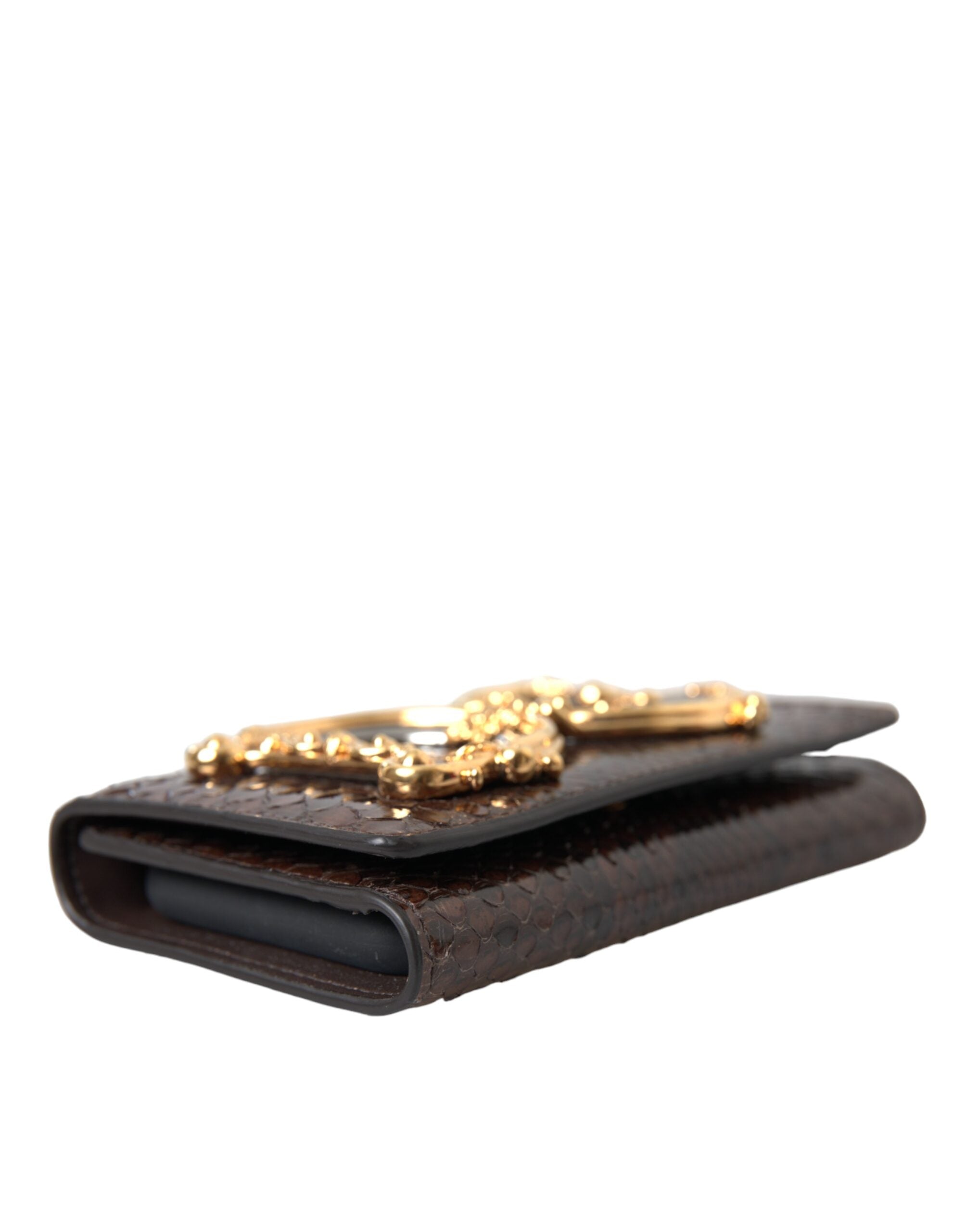 Dolce & Gabbana Python Leather Dg Girls Crossbody Phone Brown Bag