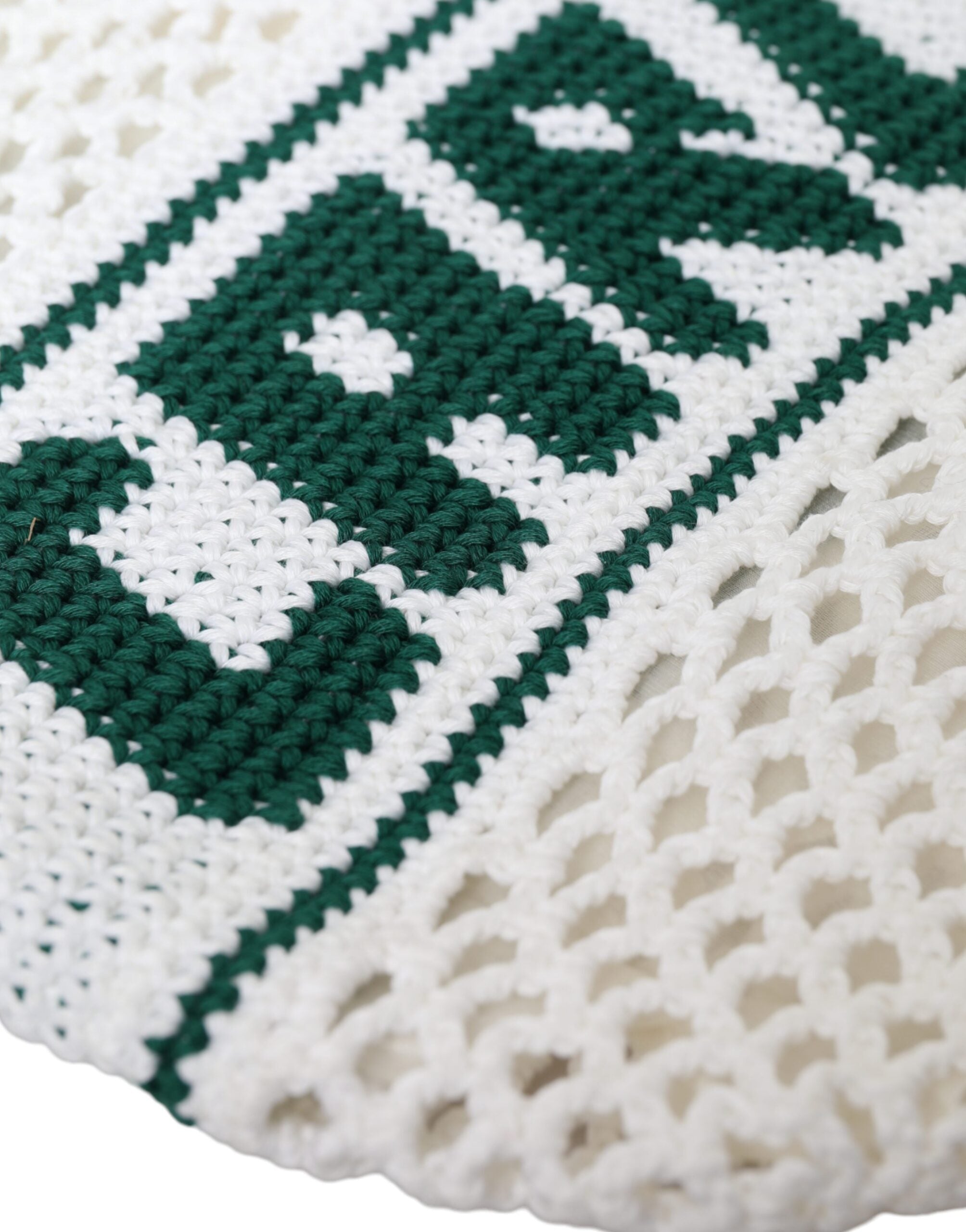 Dolce & Gabbana Knitted Cotton Logo Shopping Tote White Green Bag
