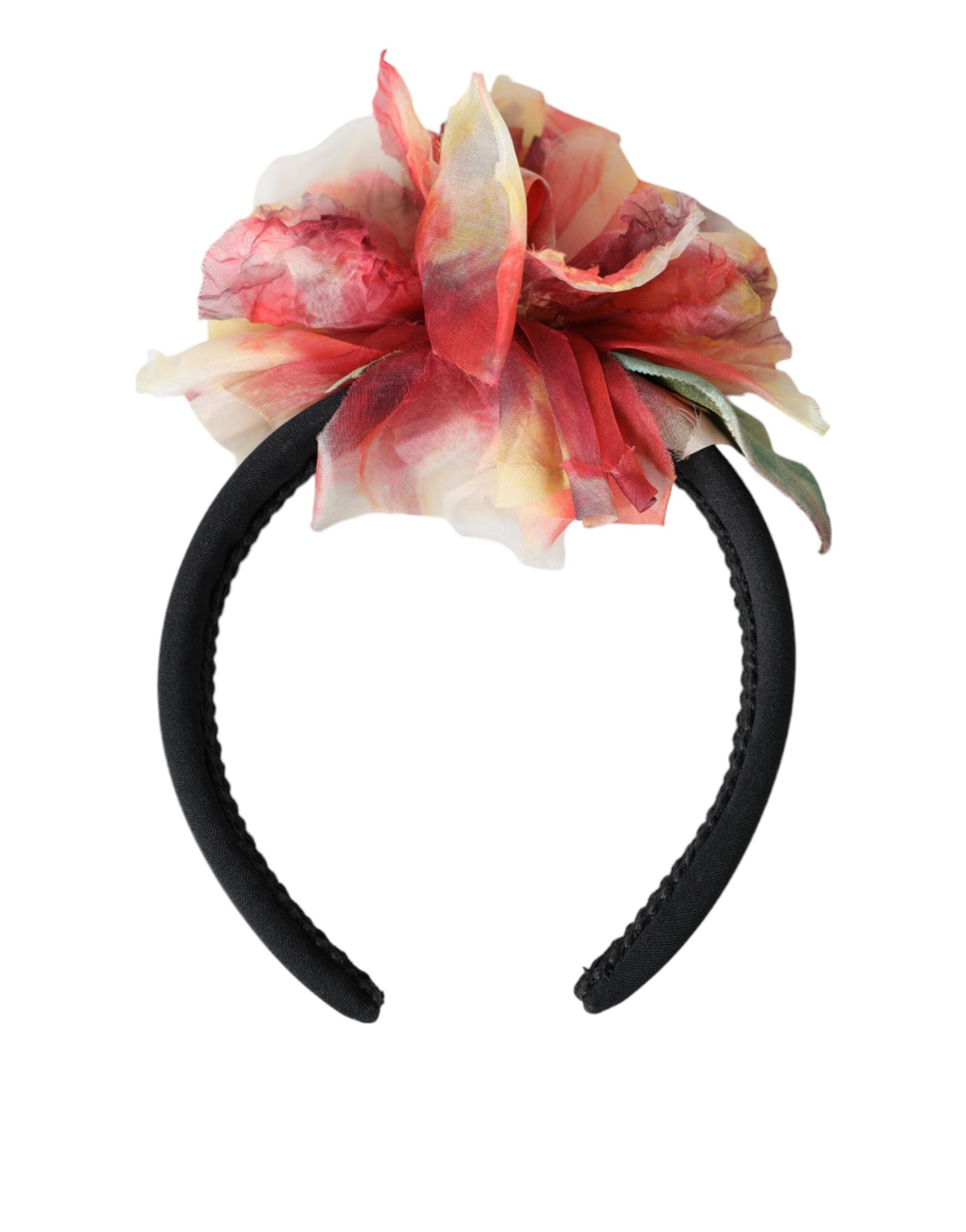 Dolce & Gabbana Rose Silk Floral Tiara Women Hairband Pink Black Diadem Glam Steals