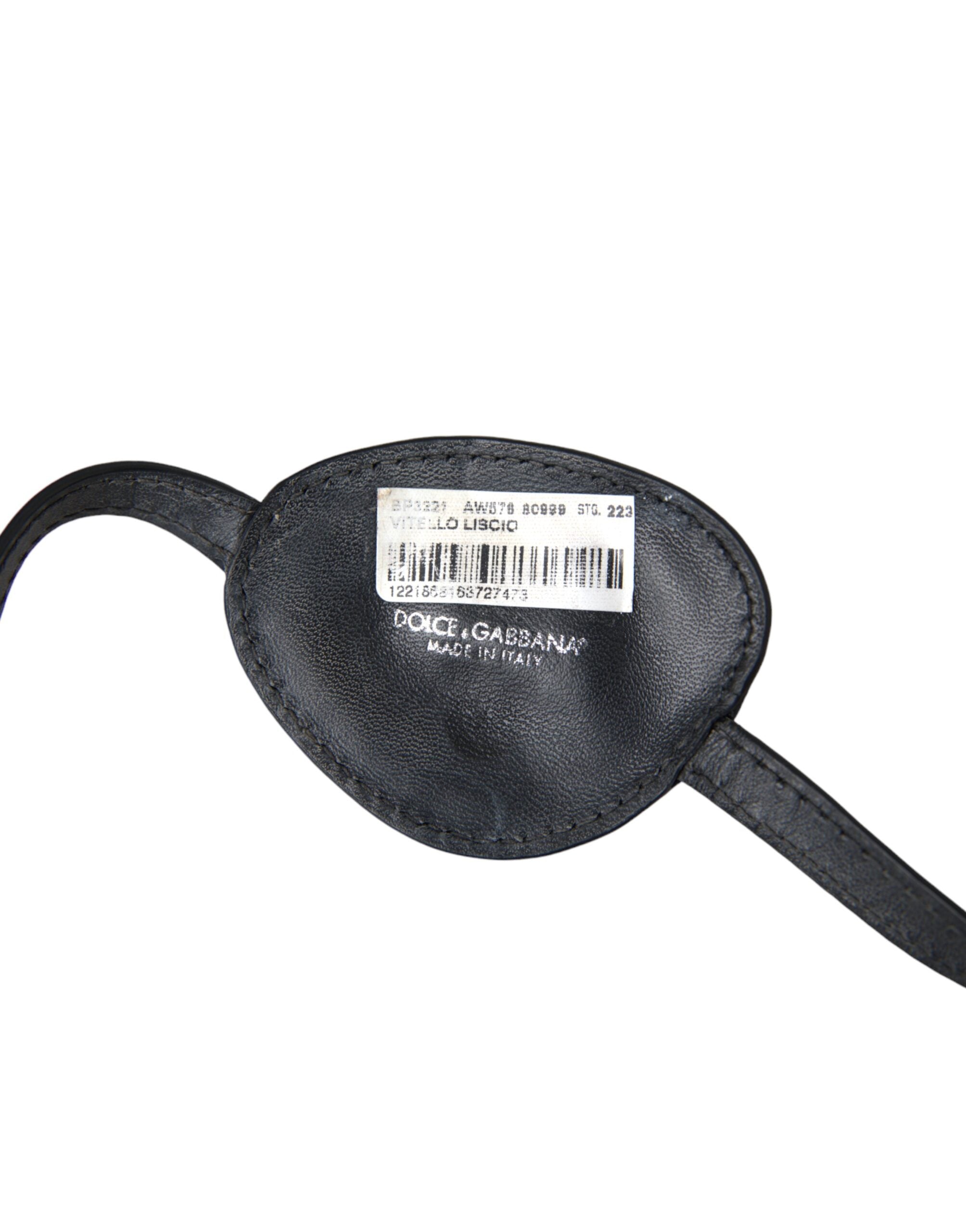 Dolce & Gabbana Calfskin Leather Metal Dg Logo Eye Black Patch