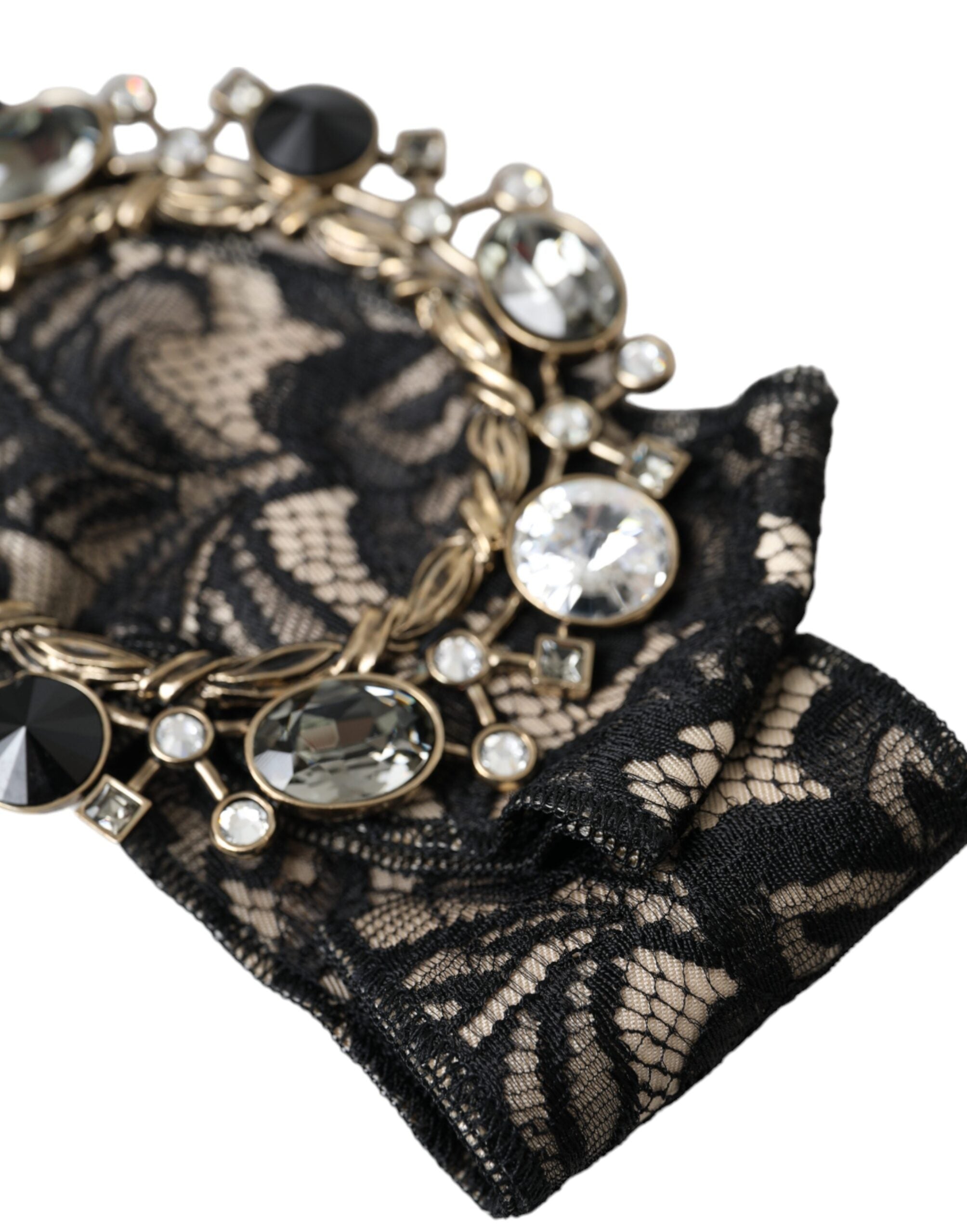 Dolce & Gabbana Lace Crystal Handmade Brooch Hair Black Pin