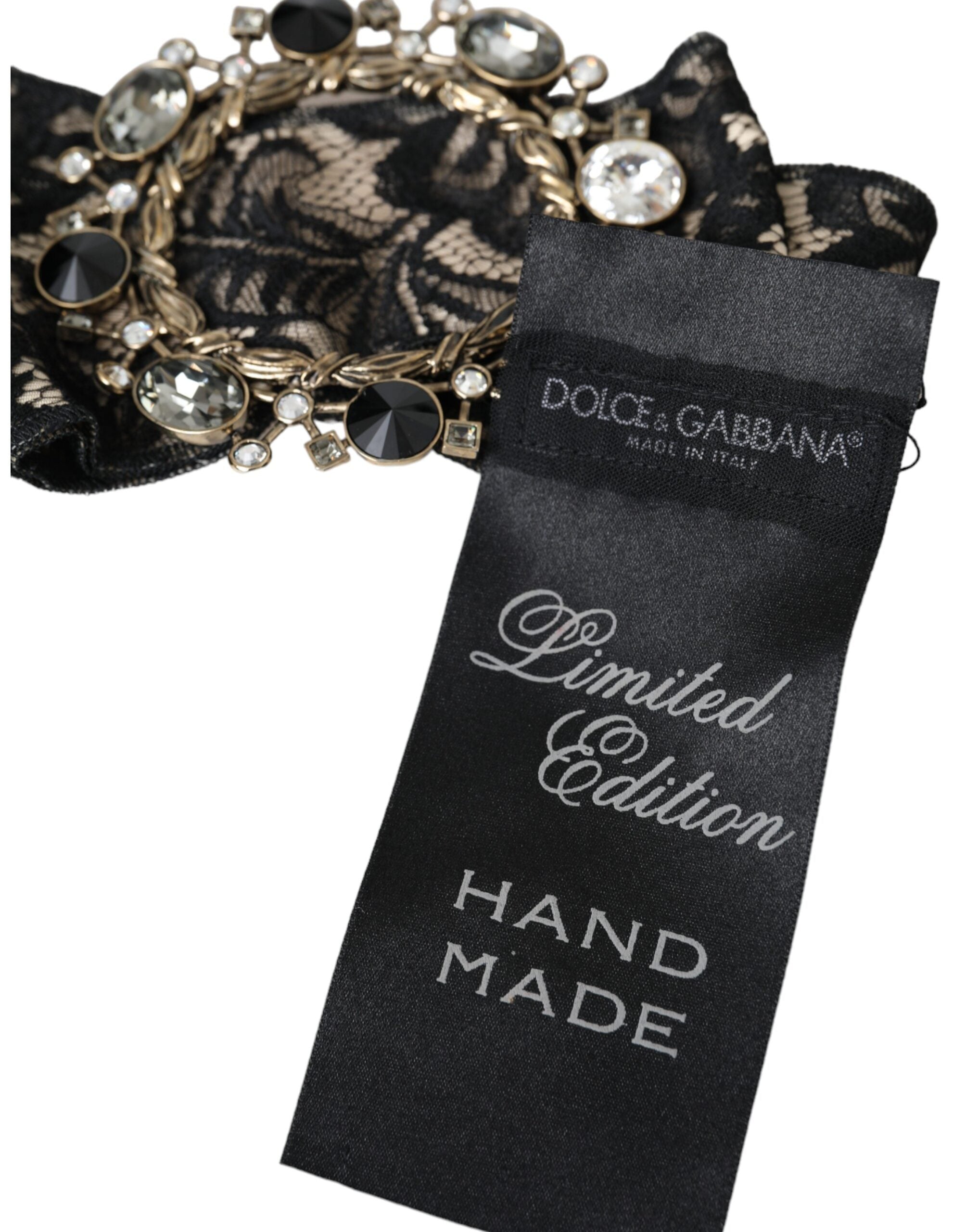 Dolce & Gabbana Lace Crystal Handmade Brooch Hair Black Pin