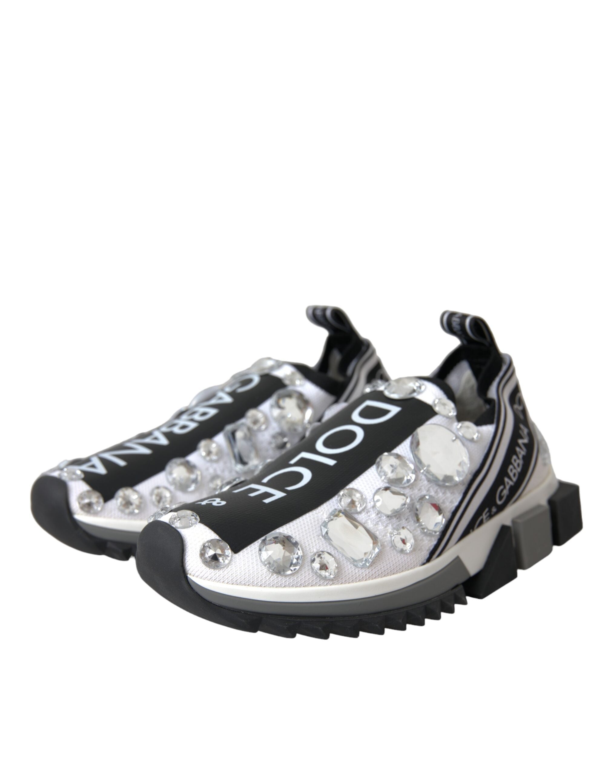 Dolce & Gabbana White Sorrento Crystals Sneakers Shoes Glam Steals