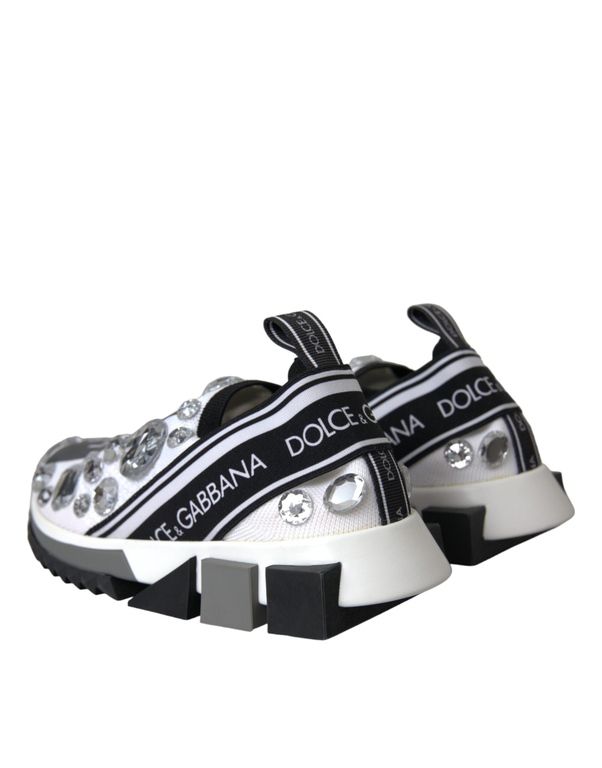 Dolce & Gabbana White Sorrento Crystals Sneakers Shoes Glam Steals