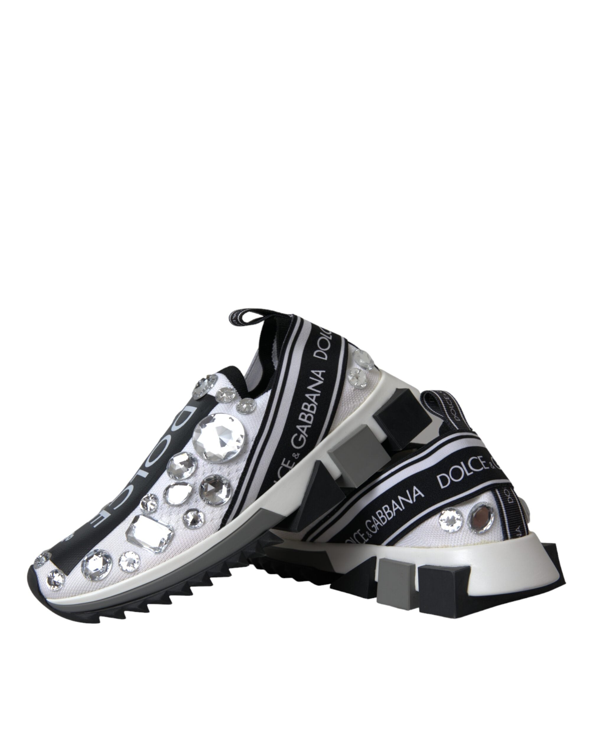 Dolce & Gabbana White Sorrento Crystals Sneakers Shoes Glam Steals