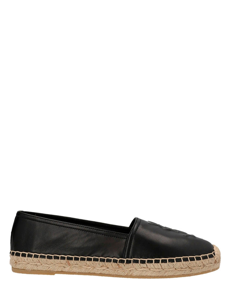 Saint Laurent Logo Leather Espadrilles Flat Shoes