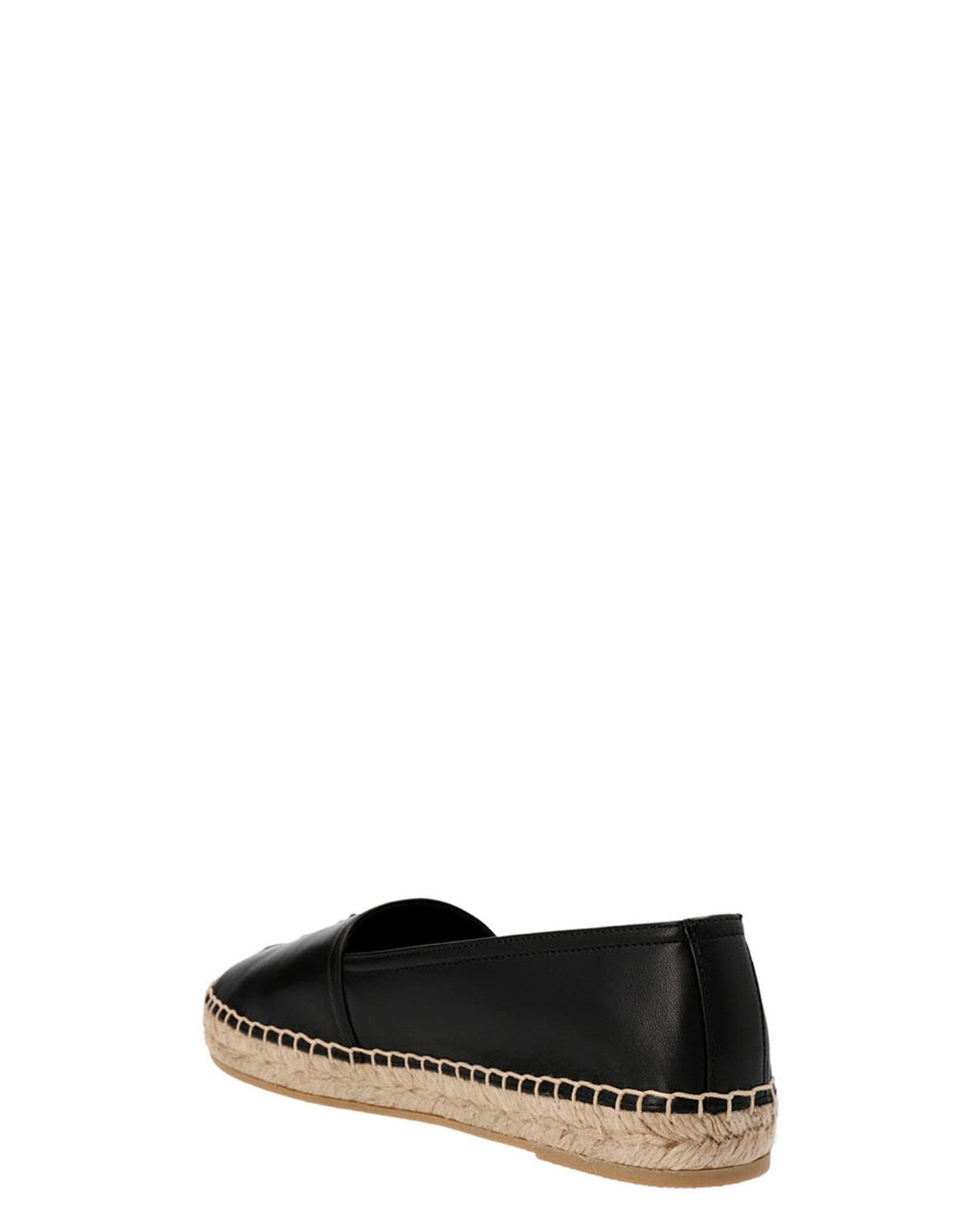 Saint Laurent Logo Leather Espadrilles Flat Shoes