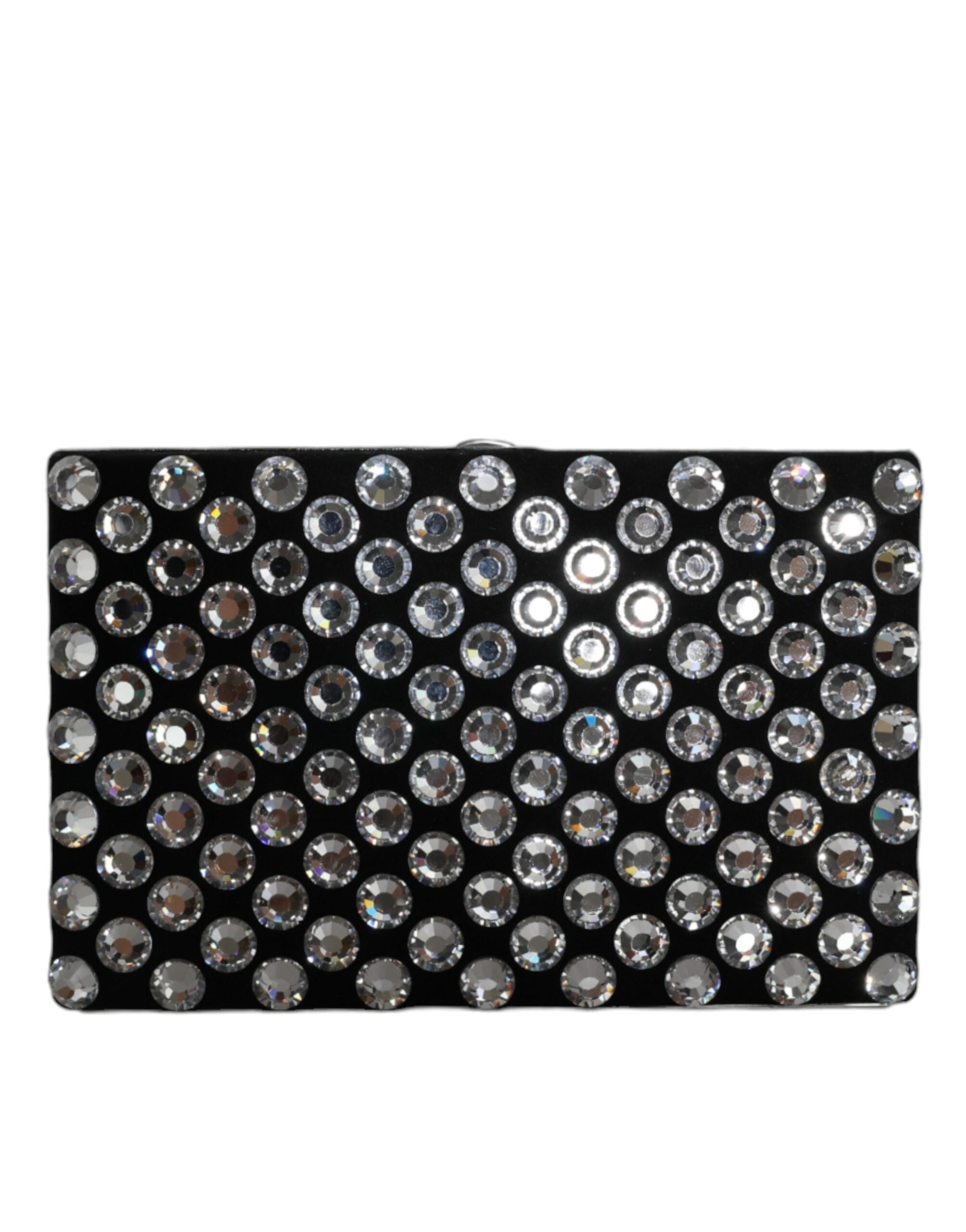 Dolce & Gabbana Velvet Crystal Clutch Evening Party Purse Black Bag