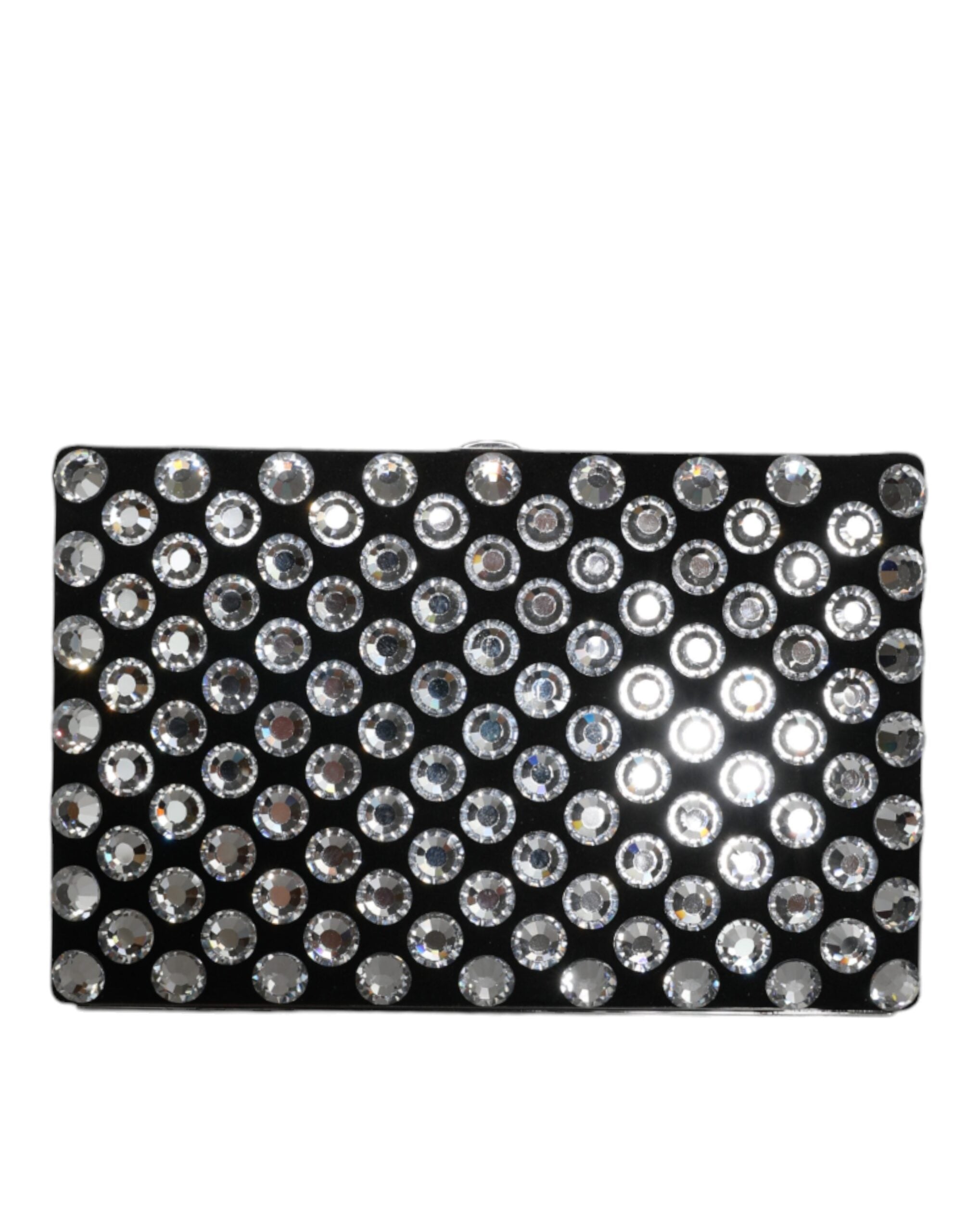 Dolce & Gabbana Velvet Crystal Clutch Evening Party Purse Black Bag