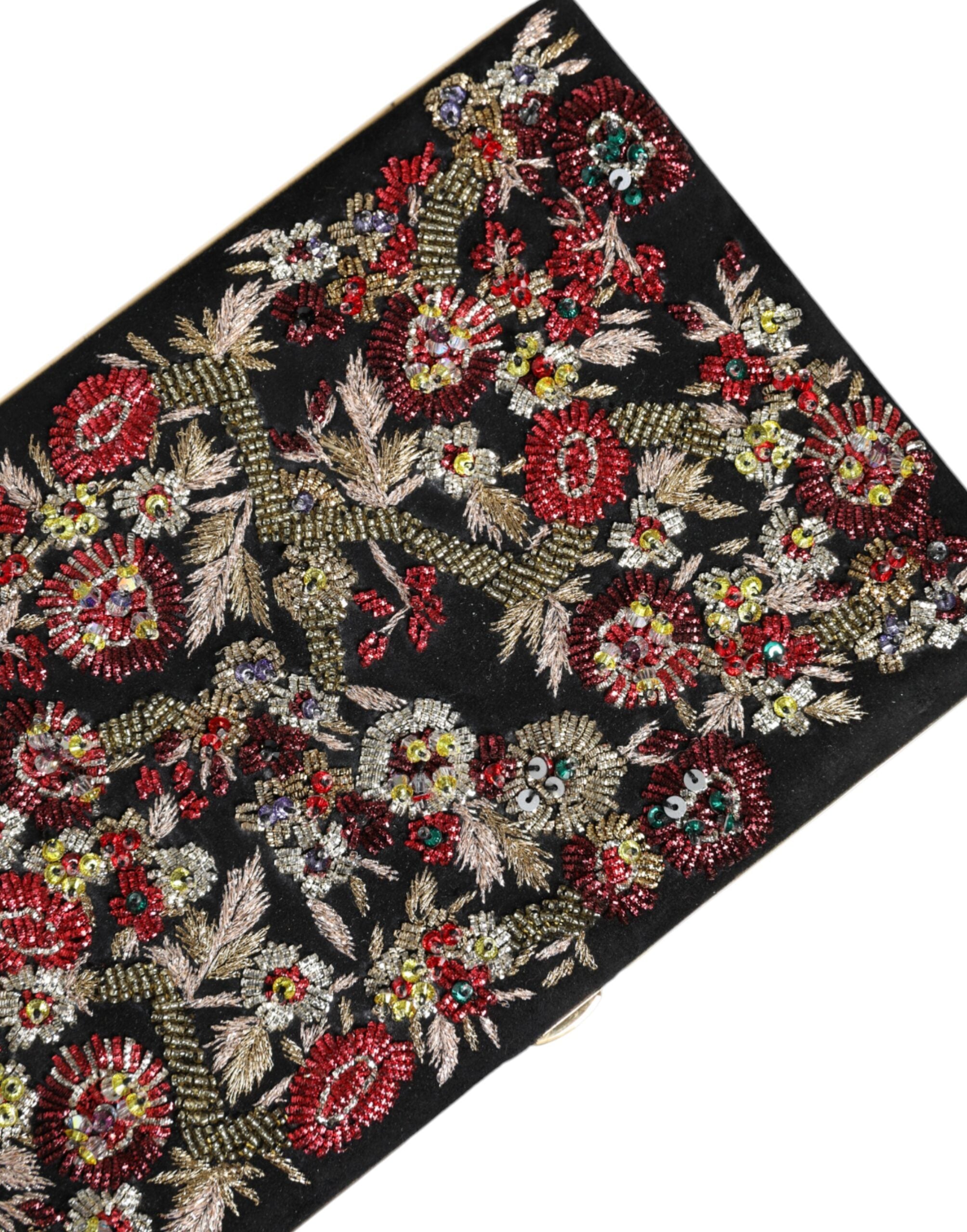 Dolce & Gabbana Floral Frame Clutch Evening Purse Multicolor Gold Bag