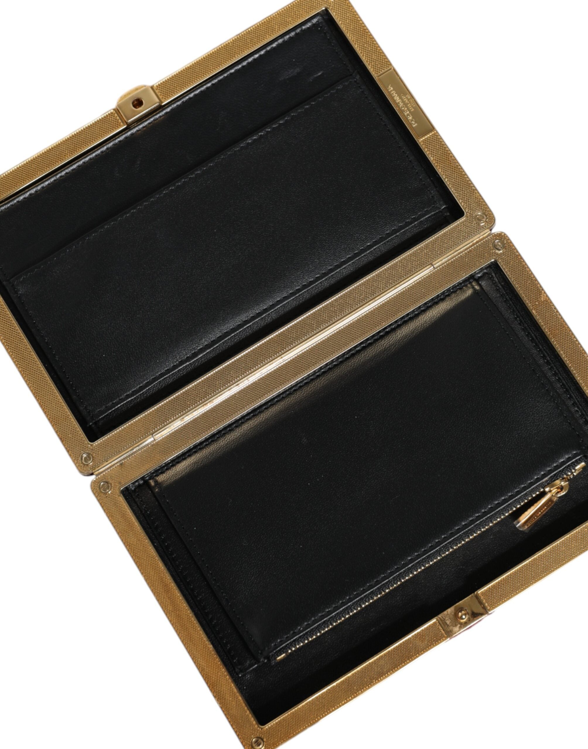 Dolce & Gabbana Velvet Frame Clutch Evening Party Purse Red Gold Bag