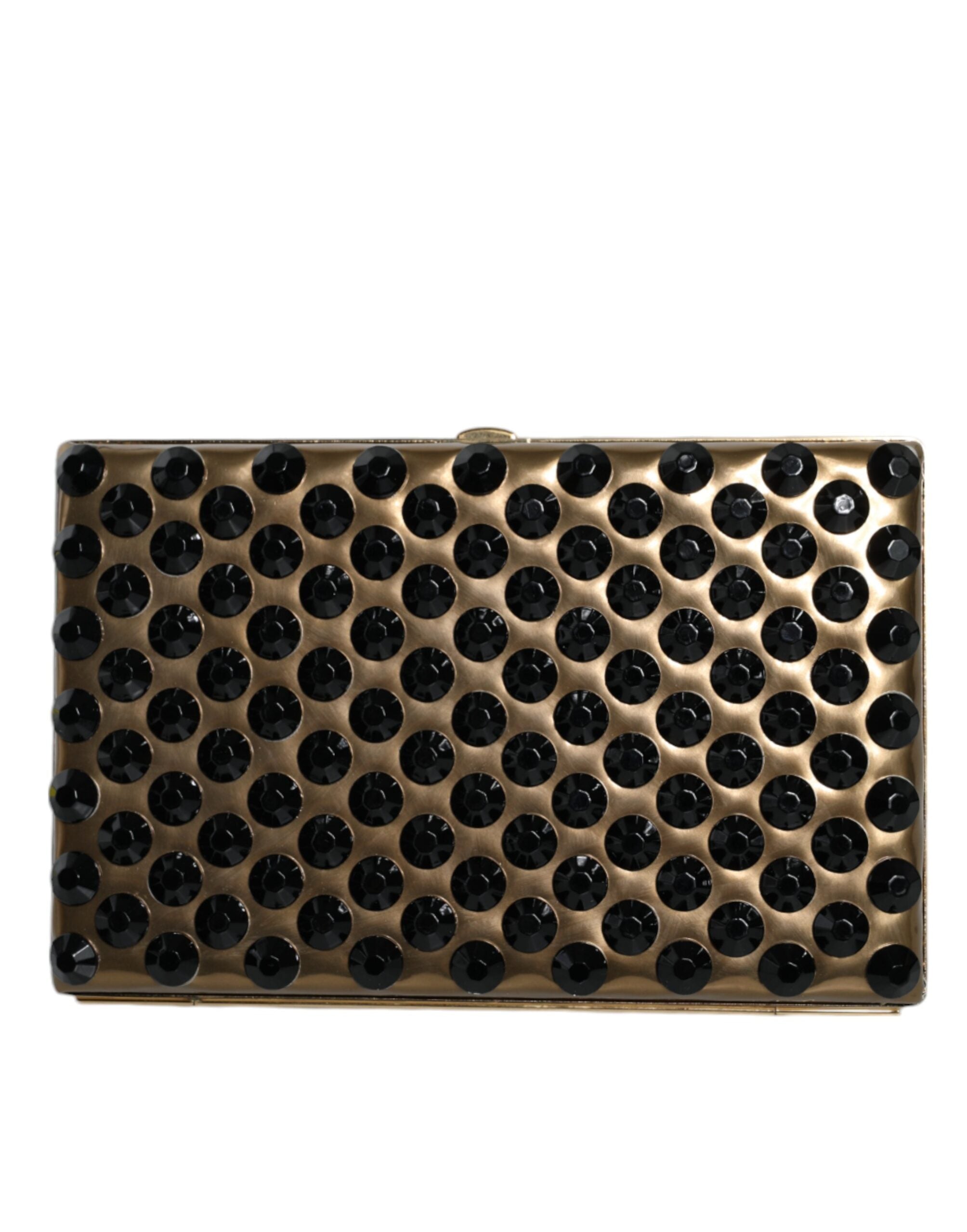 Dolce & Gabbana Crystal Bifold Clutch Evening Party Women Purse Gold Bag
