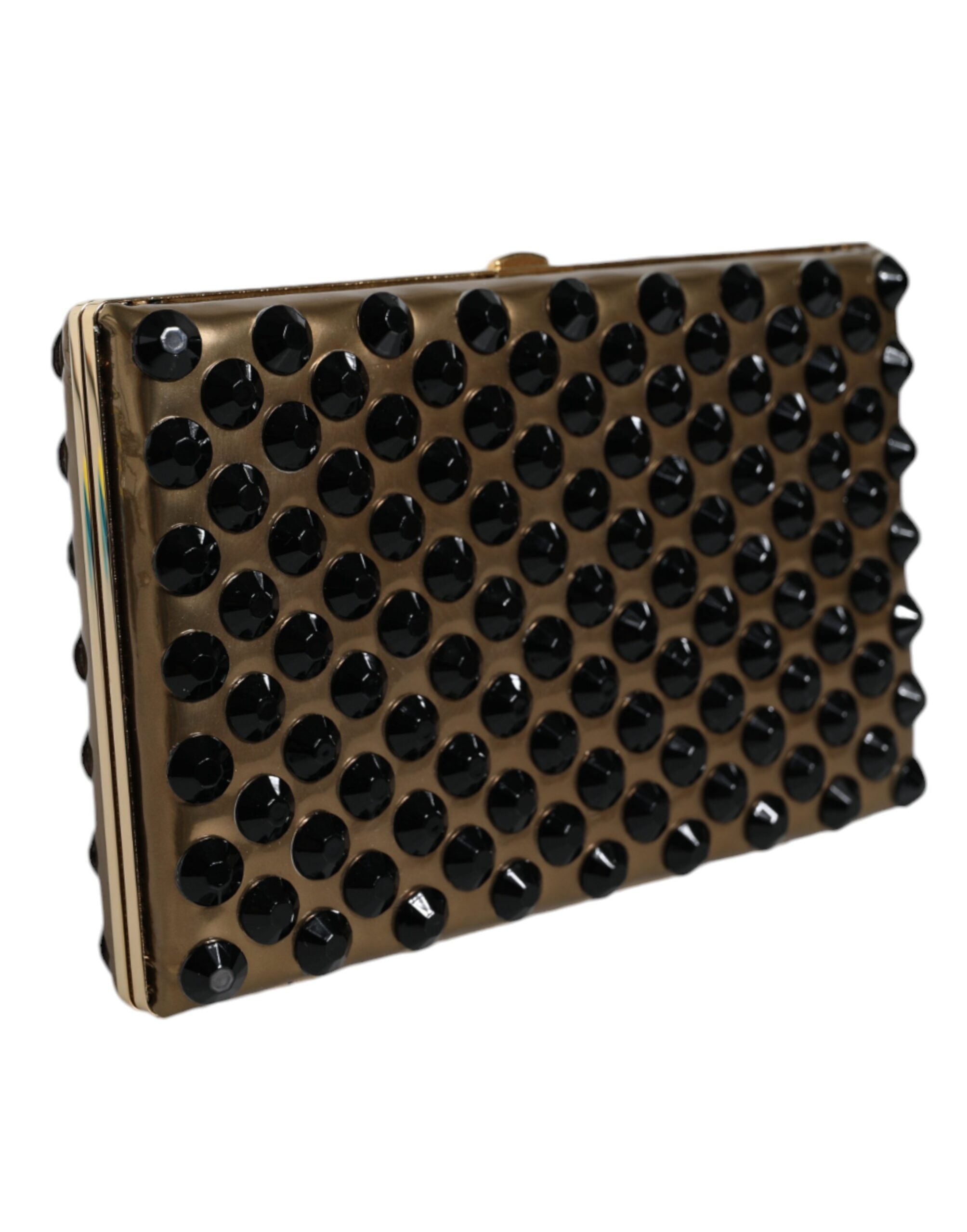 Dolce & Gabbana Crystal Bifold Clutch Evening Party Women Purse Gold Bag