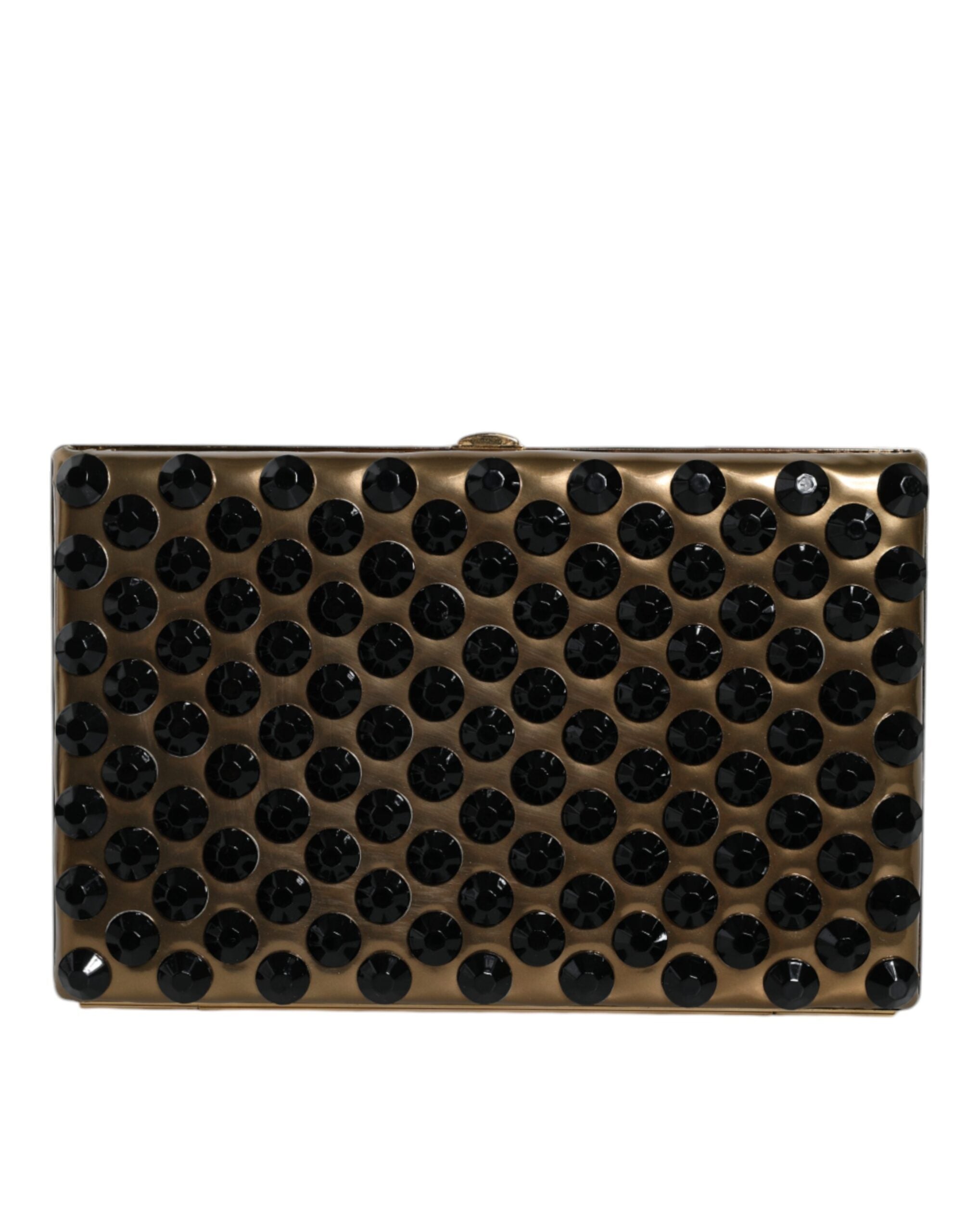 Dolce & Gabbana Crystal Bifold Clutch Evening Party Women Purse Gold Bag