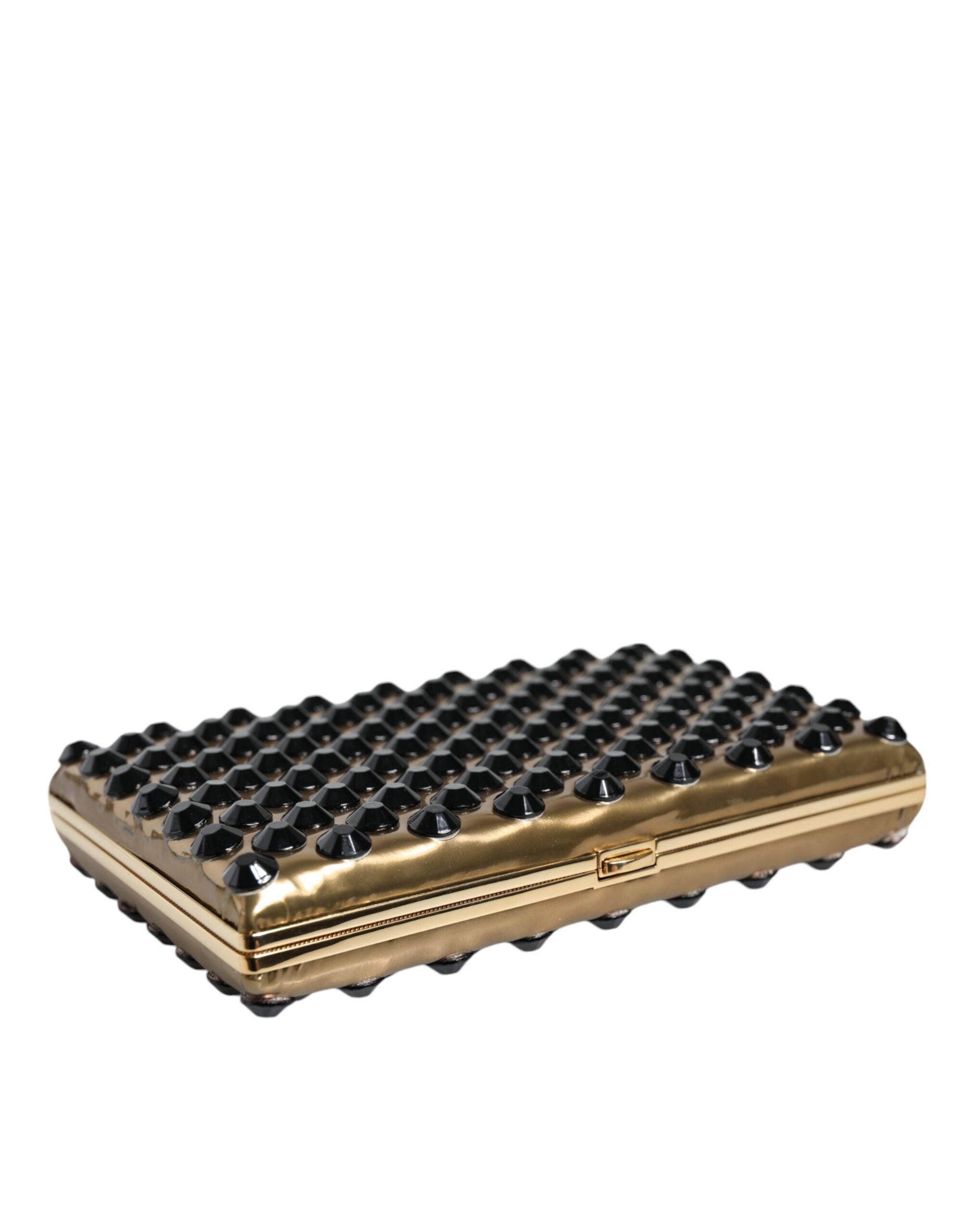 Dolce & Gabbana Crystal Bifold Clutch Evening Party Women Purse Gold Bag