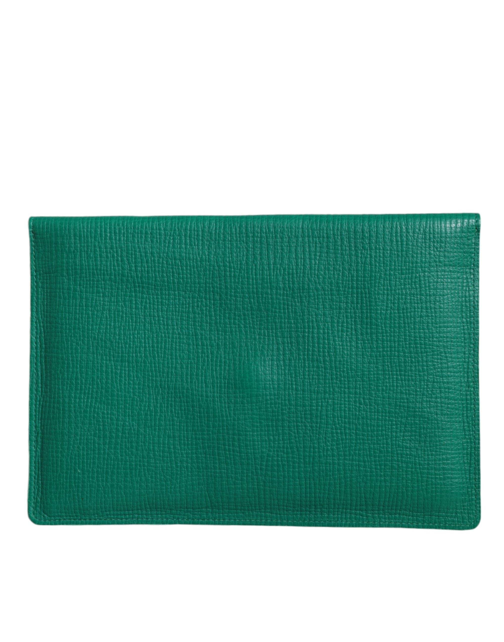Dolce & Gabbana Leather Handbag Clutch Mini Purse Pouch Tablet Green Case
