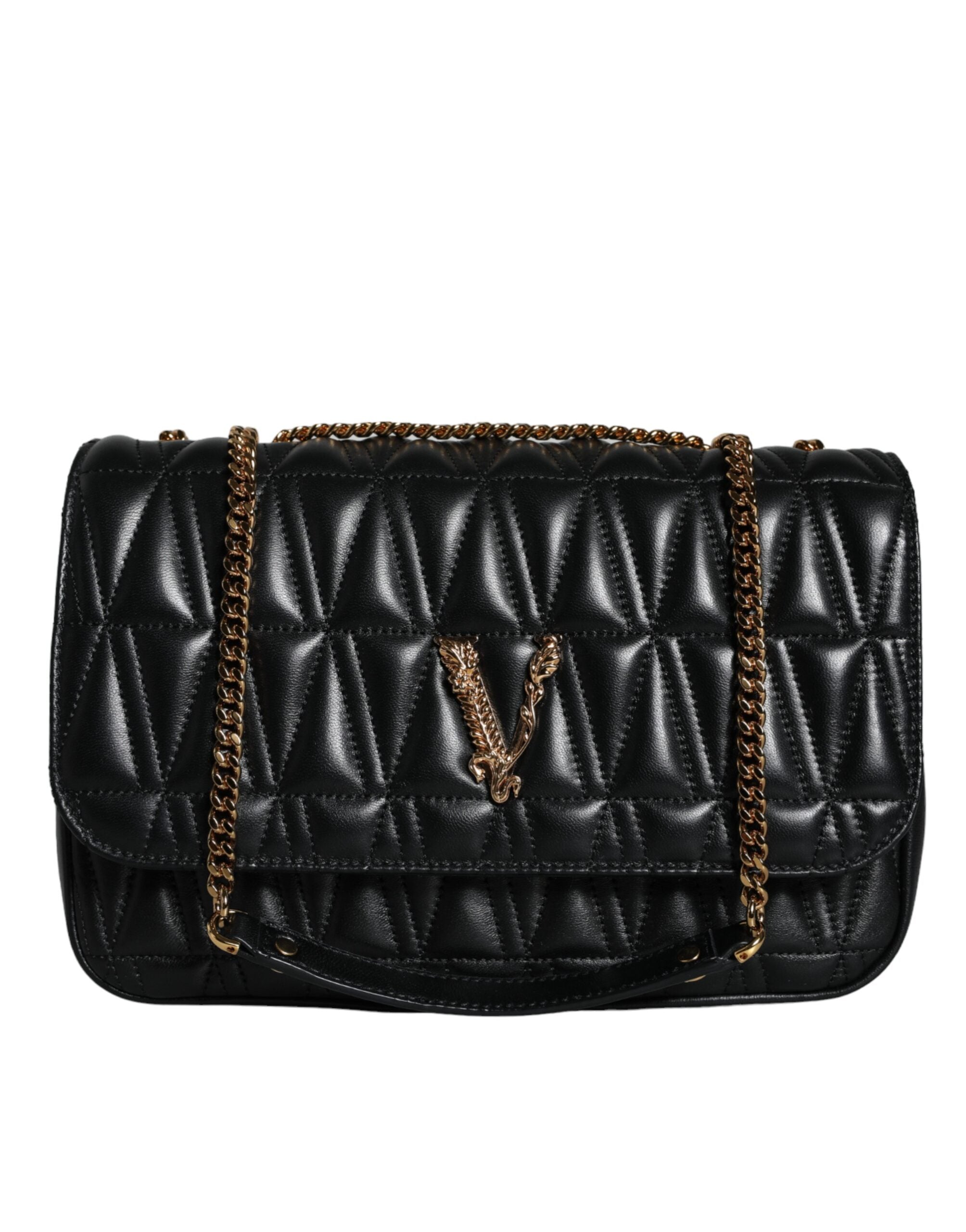 Versace Mini Nappa Leather Crossbody Shoulder Black Bag