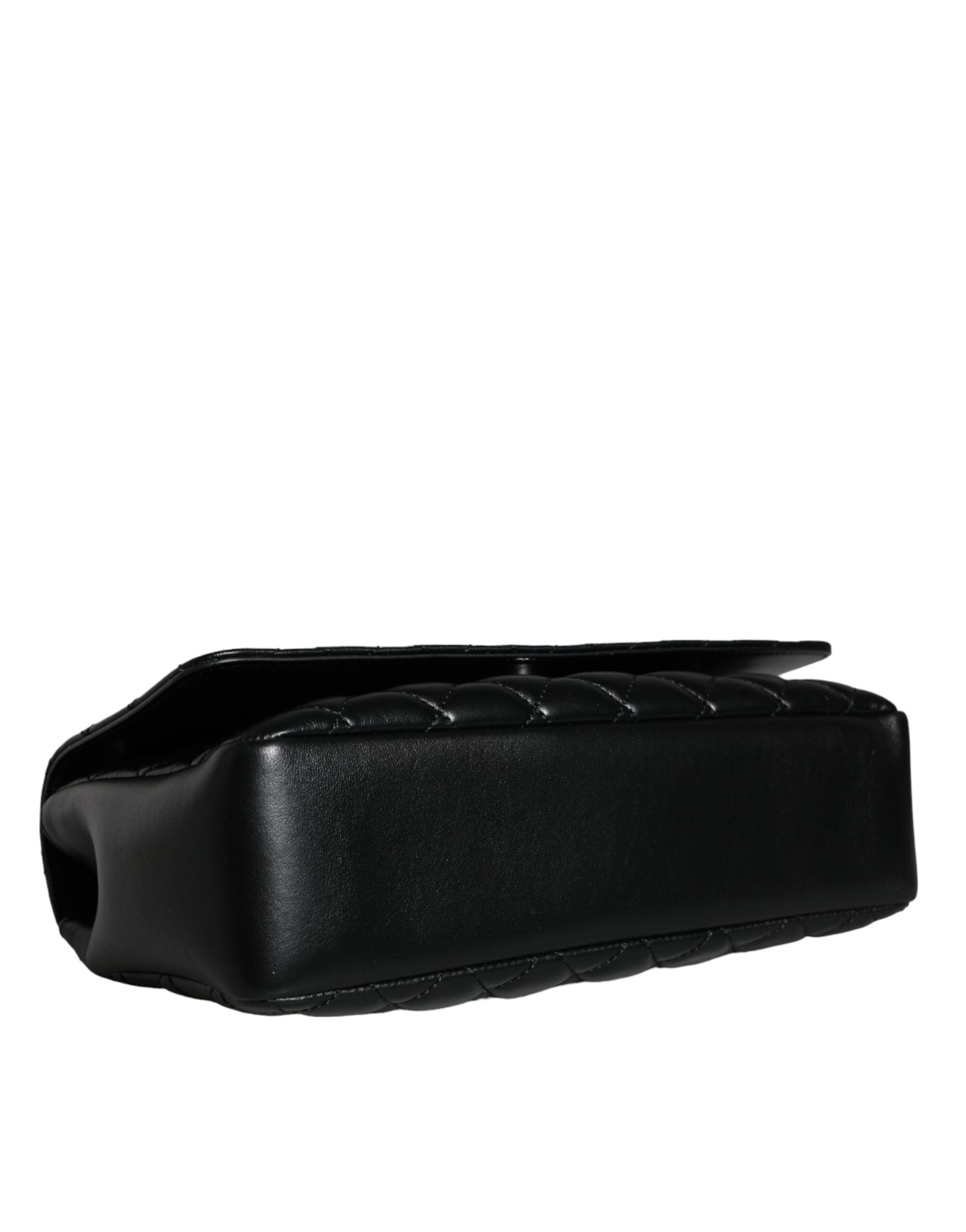 Versace Quilted Lambskin Leather Crossbody Shoulder Black Bag