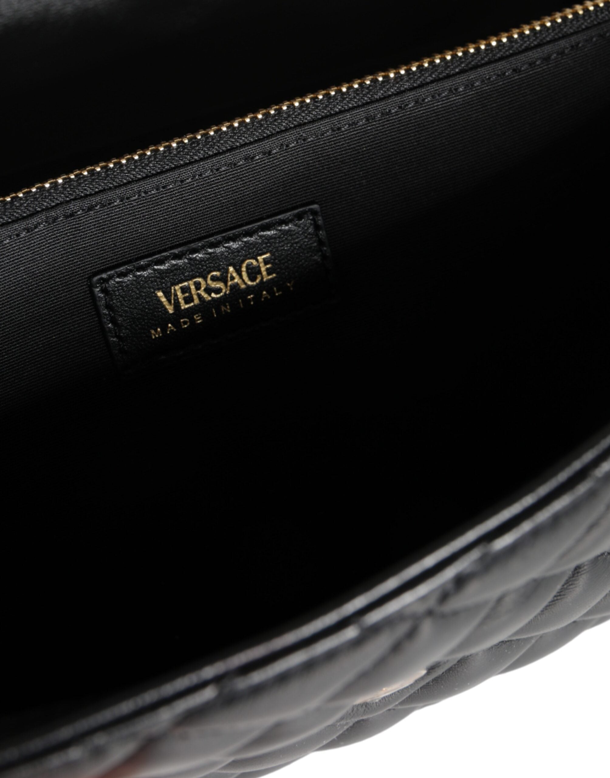 Versace Quilted Nappa Leather Crossbody Shoulder Black Bag