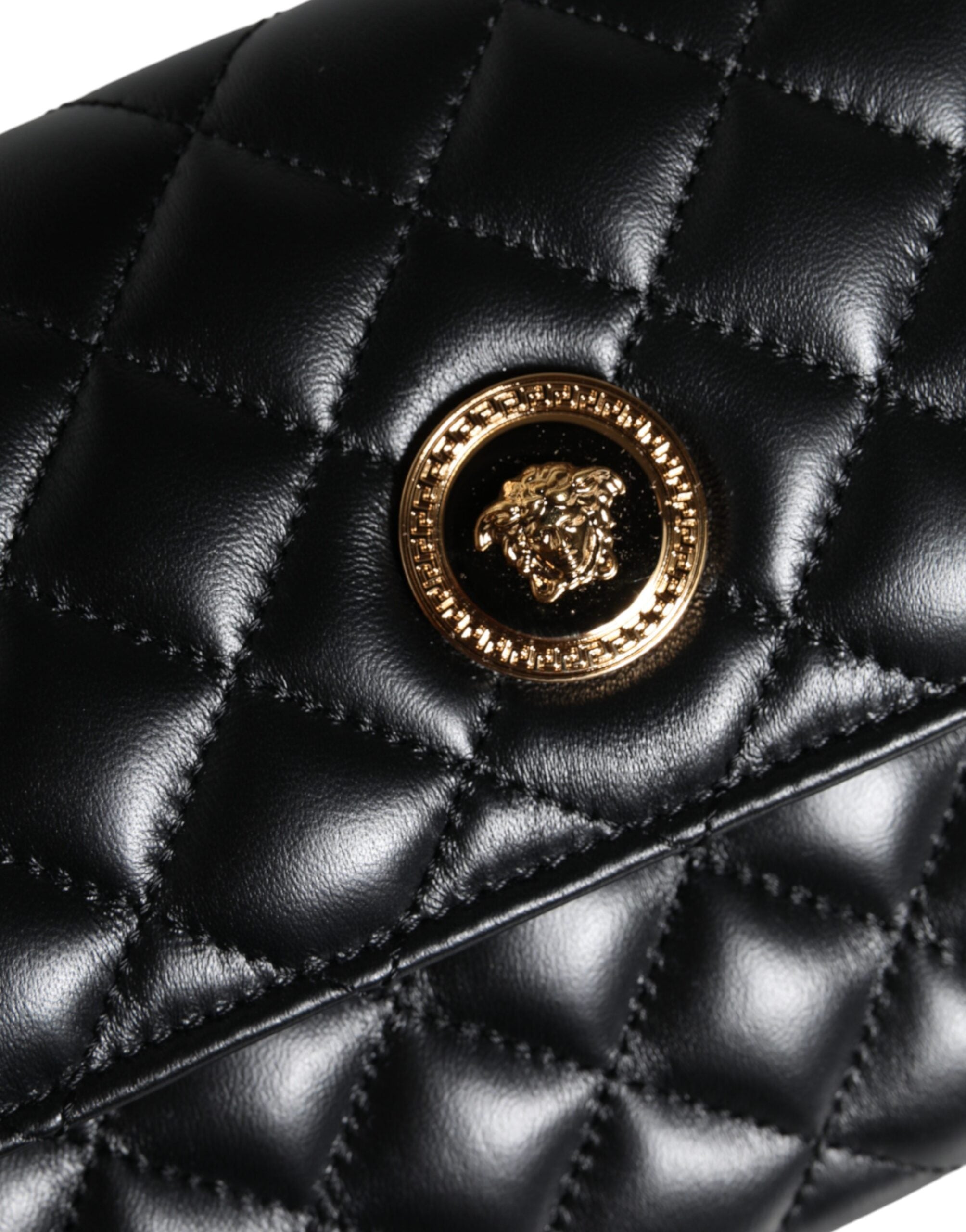 Versace Quilted Nappa Leather Crossbody Shoulder Black Bag