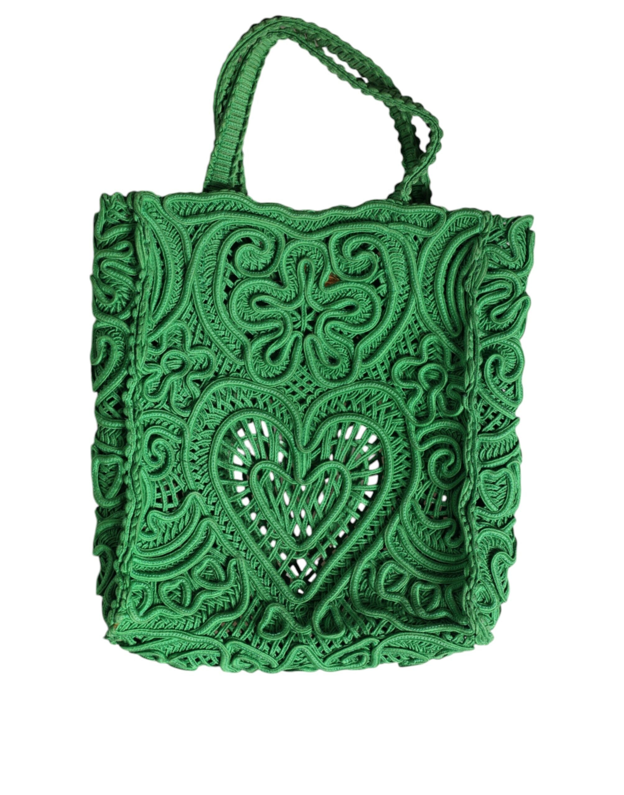 Dolce & Gabbana Small Cordonetto Lace Beatrice Tote Green Bag