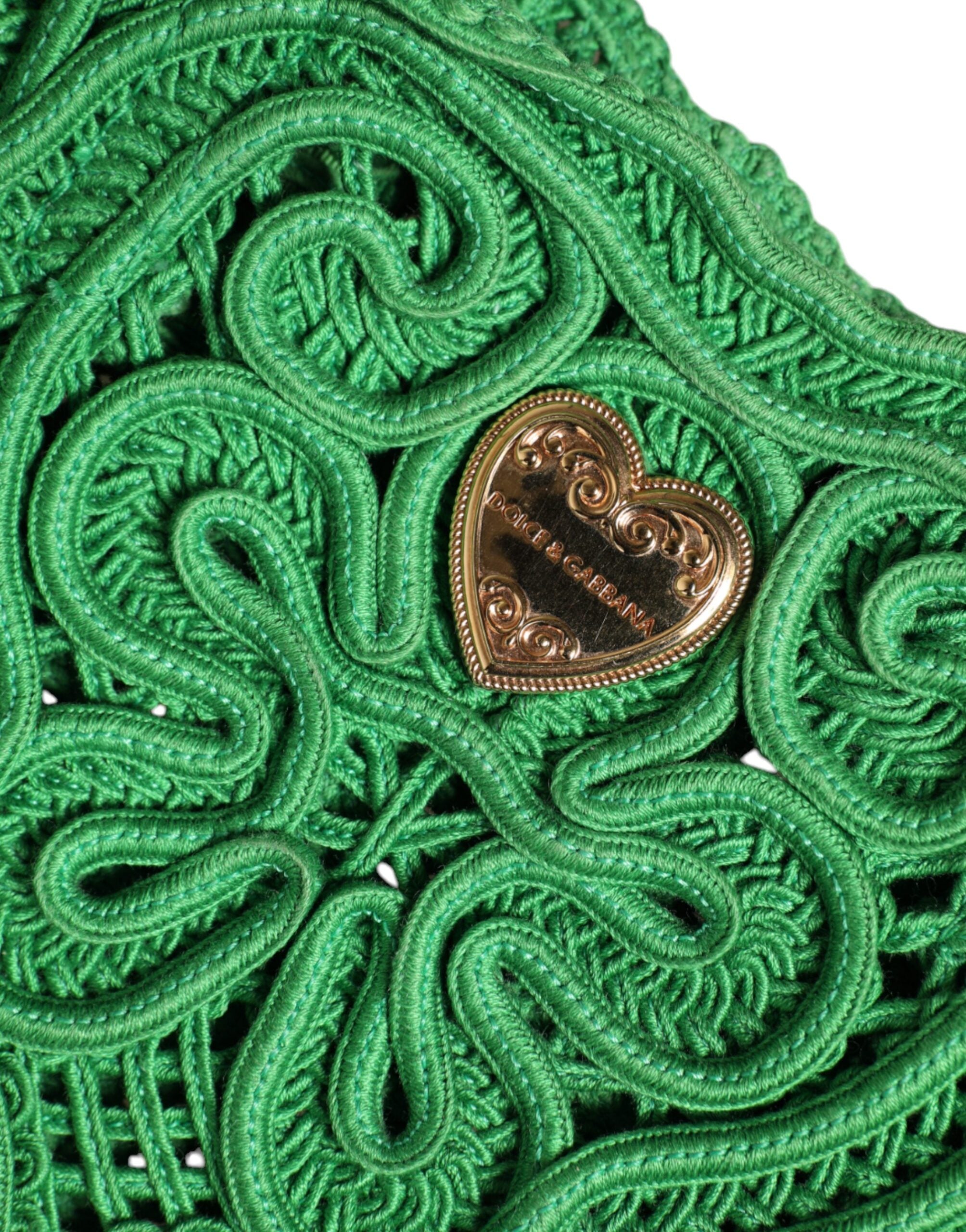 Dolce & Gabbana Small Cordonetto Lace Beatrice Tote Green Bag