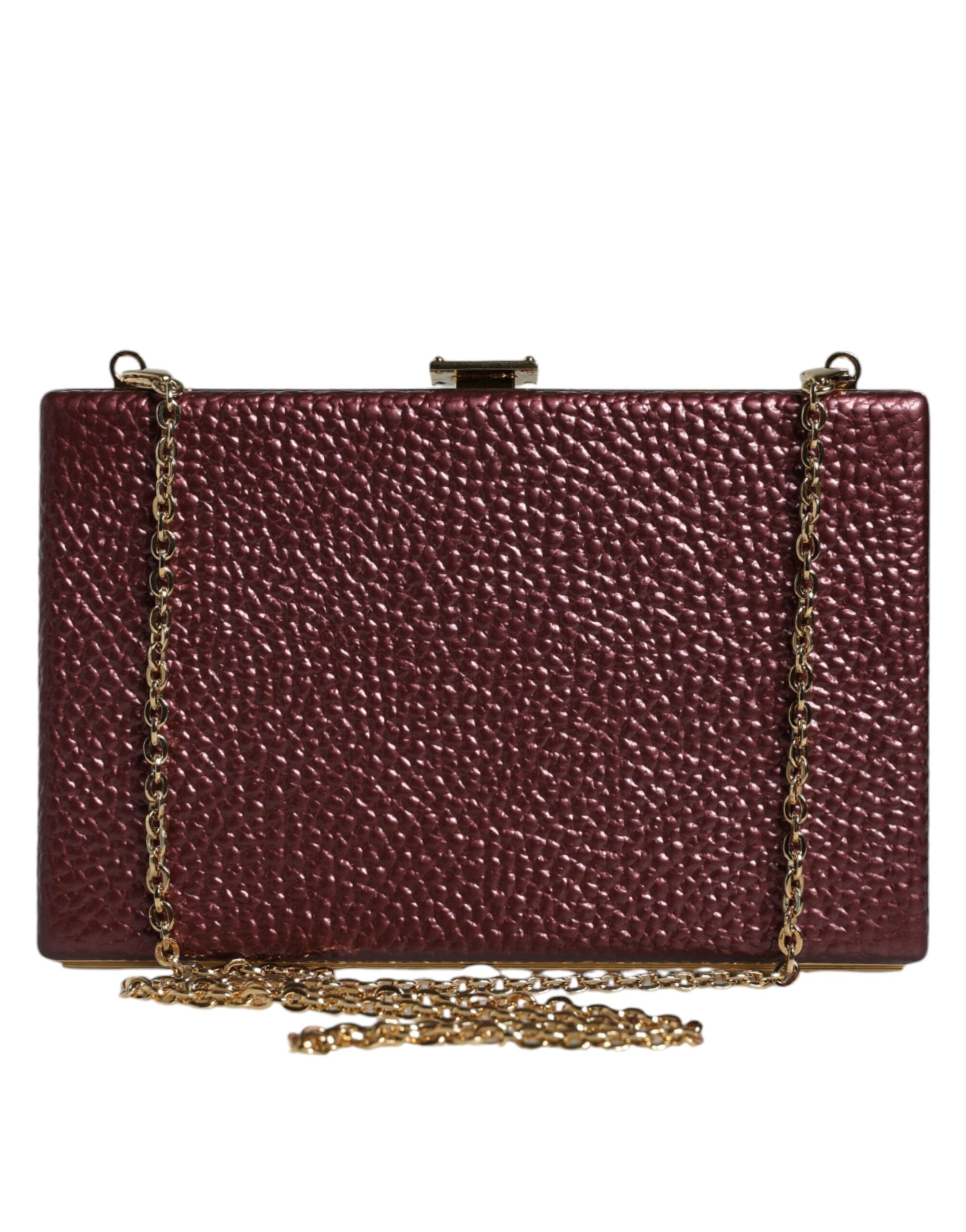 Dolce & Gabbana Leather Clutch Evening Crossbody Maroon Bag