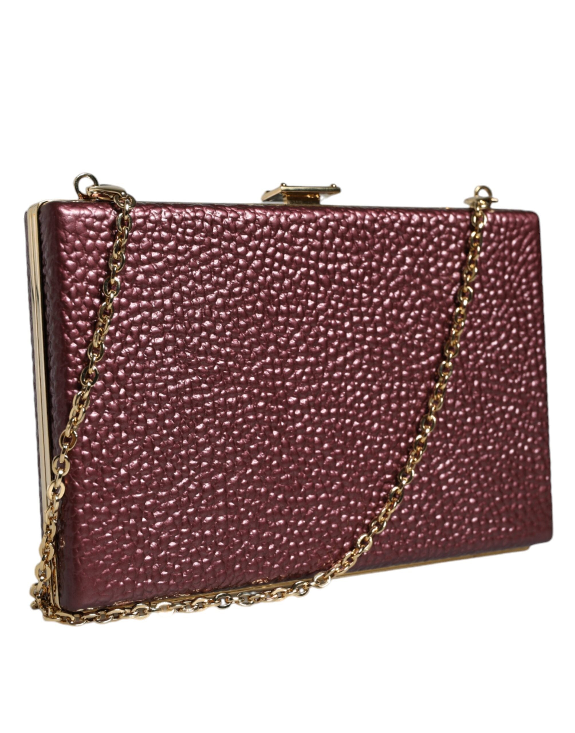 Dolce & Gabbana Leather Clutch Evening Crossbody Maroon Bag