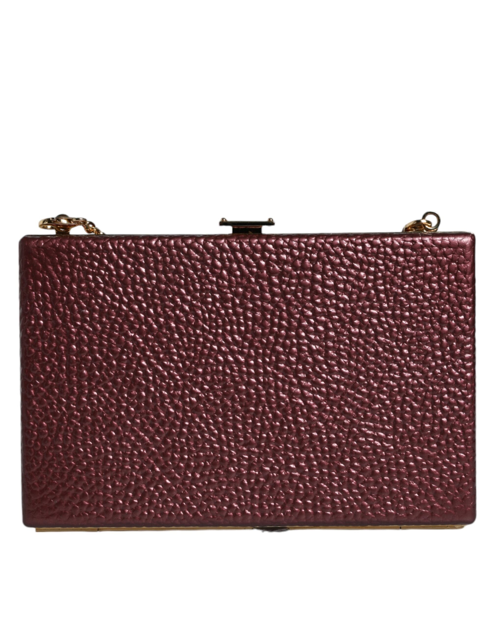Dolce & Gabbana Leather Clutch Evening Crossbody Maroon Bag
