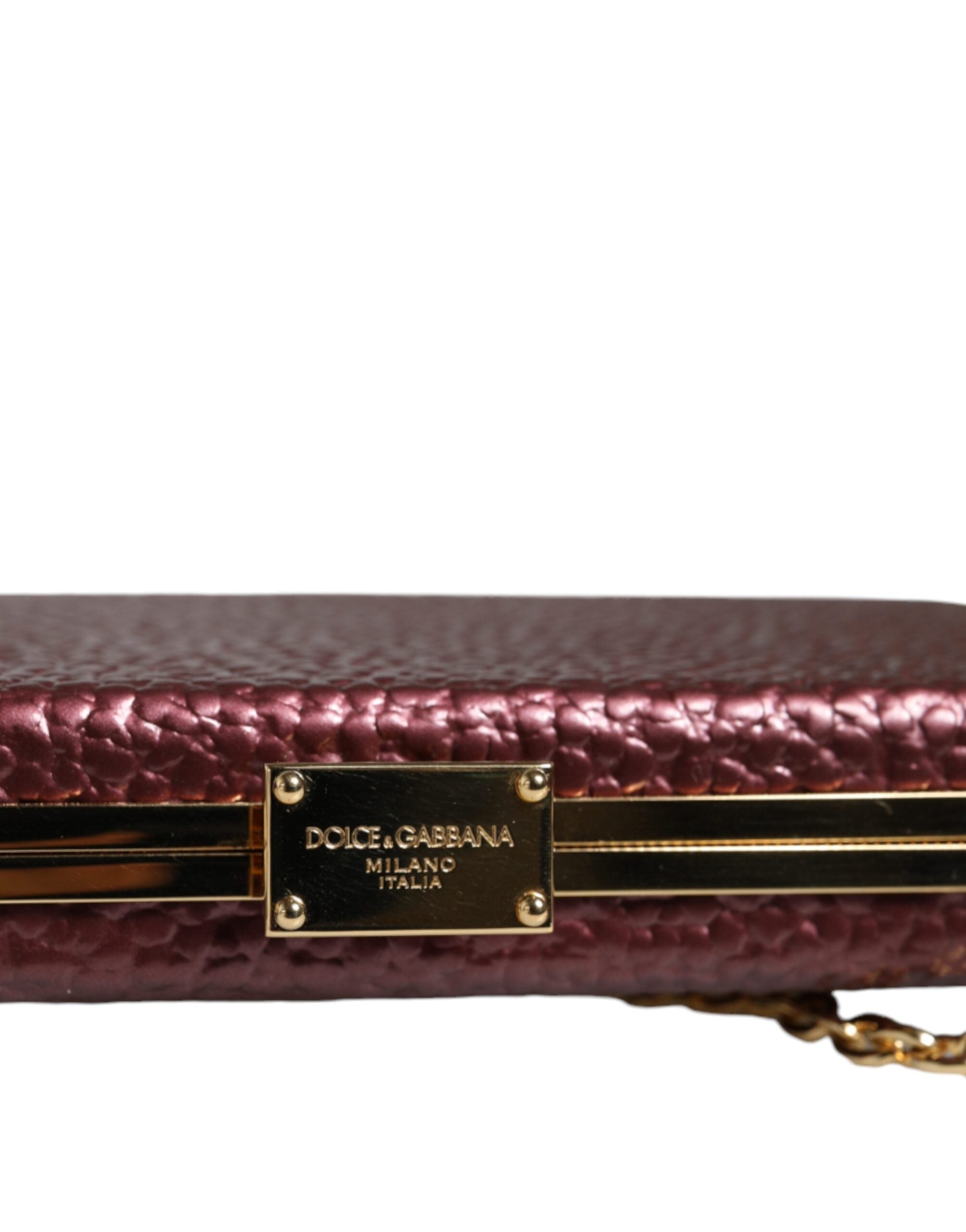 Dolce & Gabbana Leather Clutch Evening Crossbody Maroon Bag