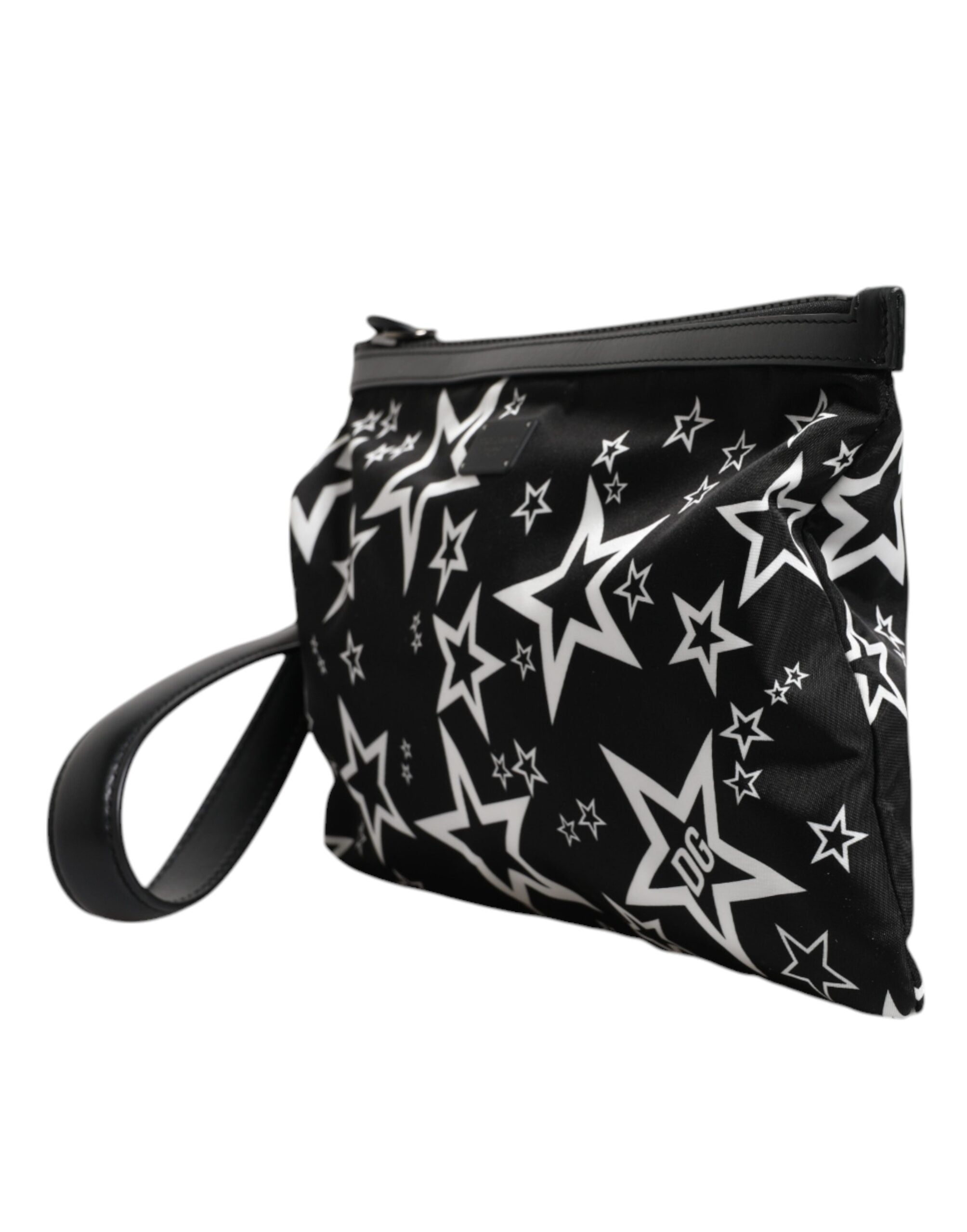 Dolce & Gabbana Stars Pattern Clutch Pouch Black White Bag