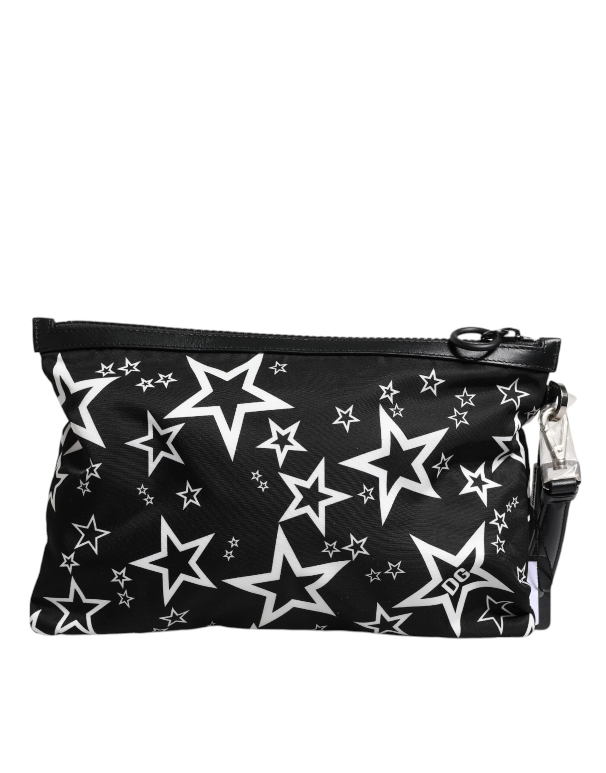 Dolce & Gabbana Stars Pattern Clutch Pouch Black White Bag