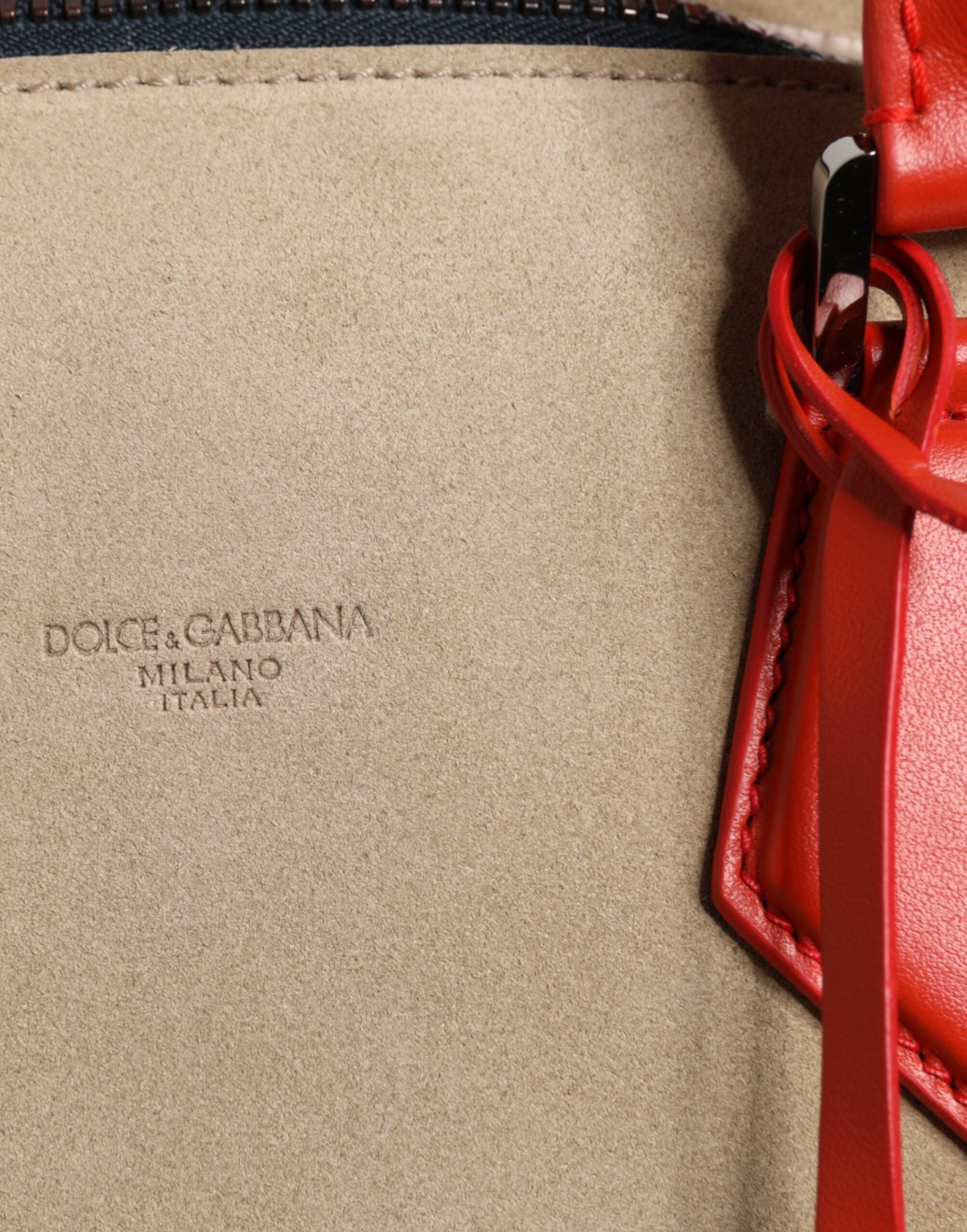 Dolce & Gabbana Suede Leather Top Handle Duffle Beige Bag