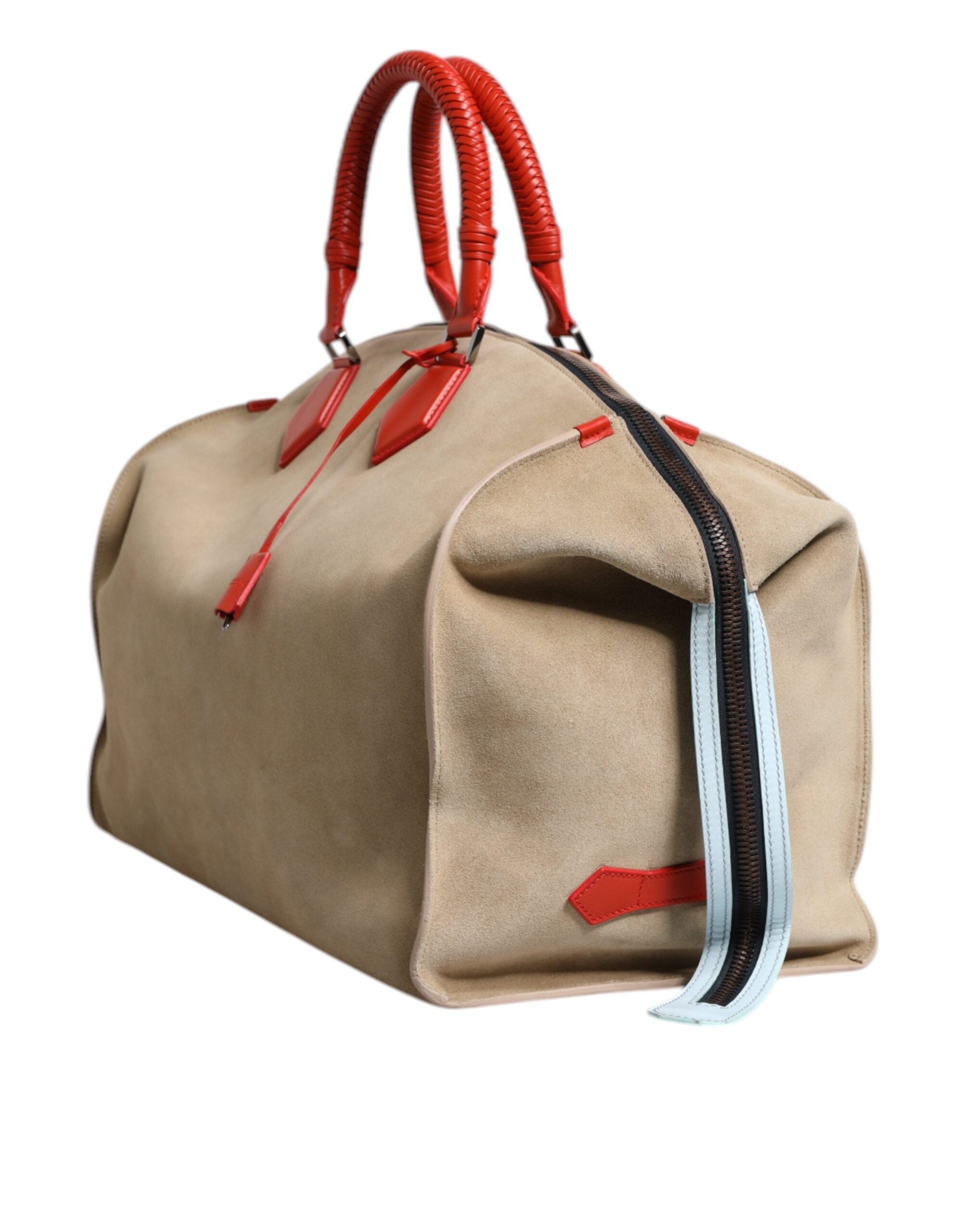 Dolce & Gabbana Suede Leather Top Handle Duffle Beige Bag