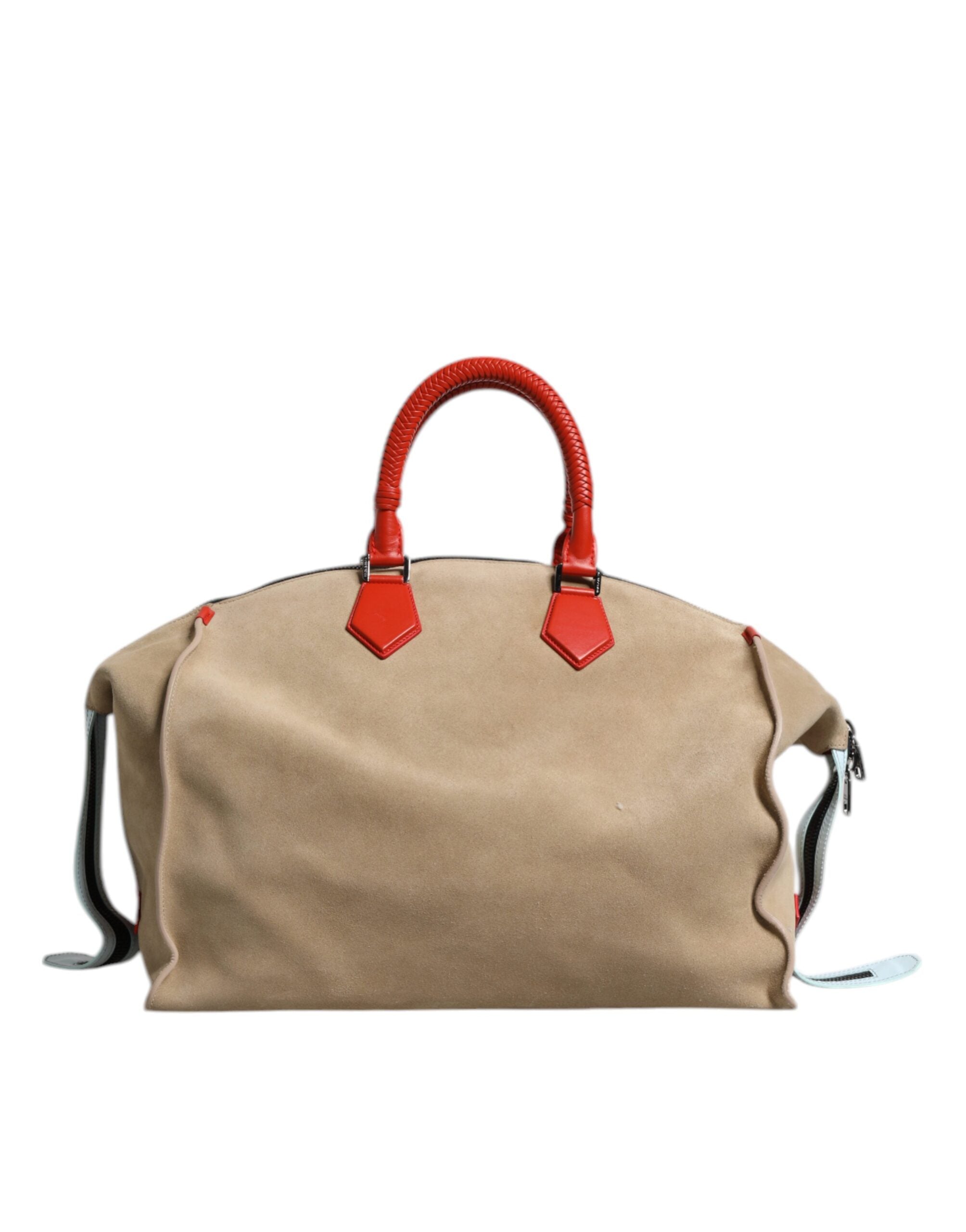 Dolce & Gabbana Suede Leather Top Handle Duffle Beige Bag