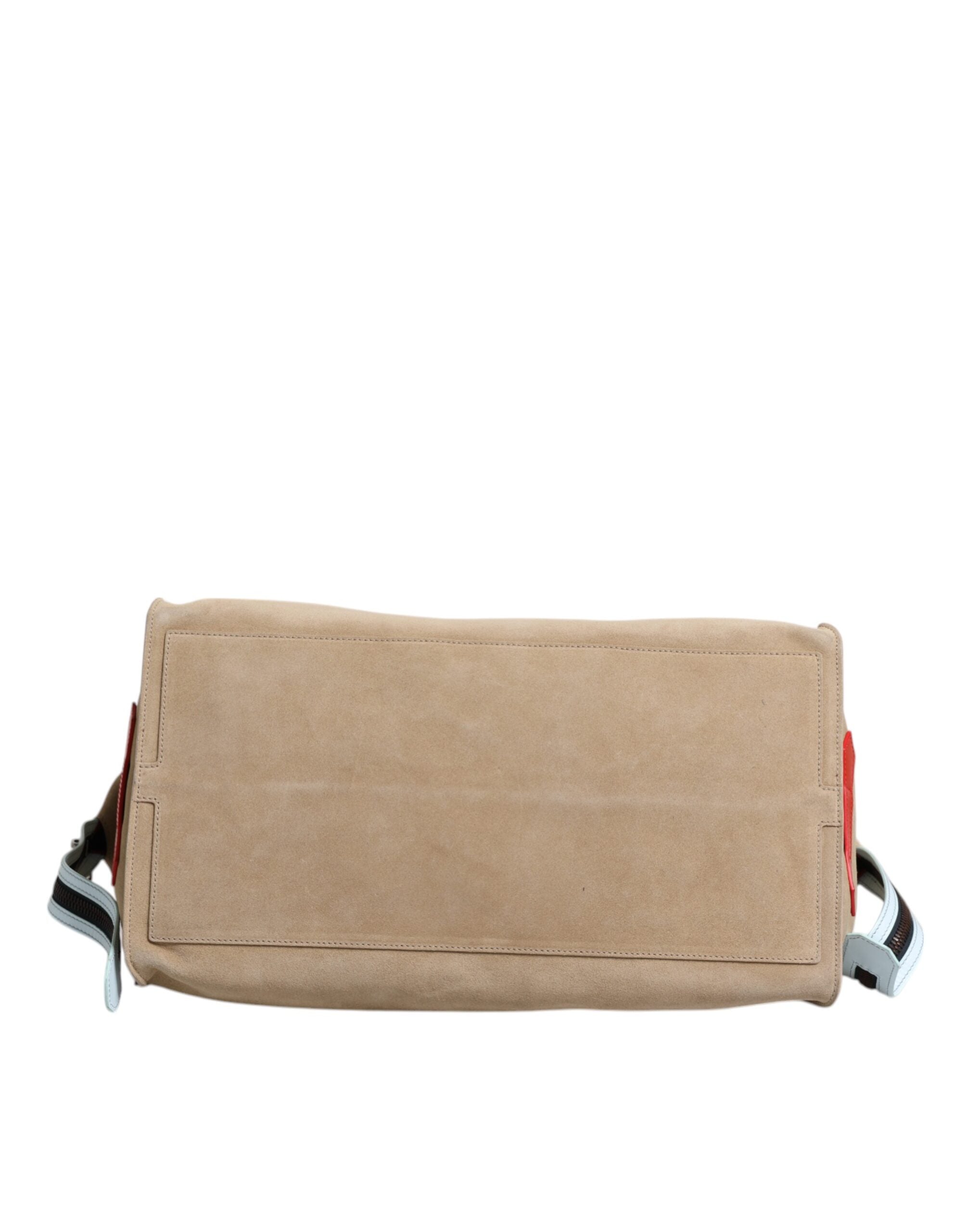 Dolce & Gabbana Suede Leather Top Handle Duffle Beige Bag