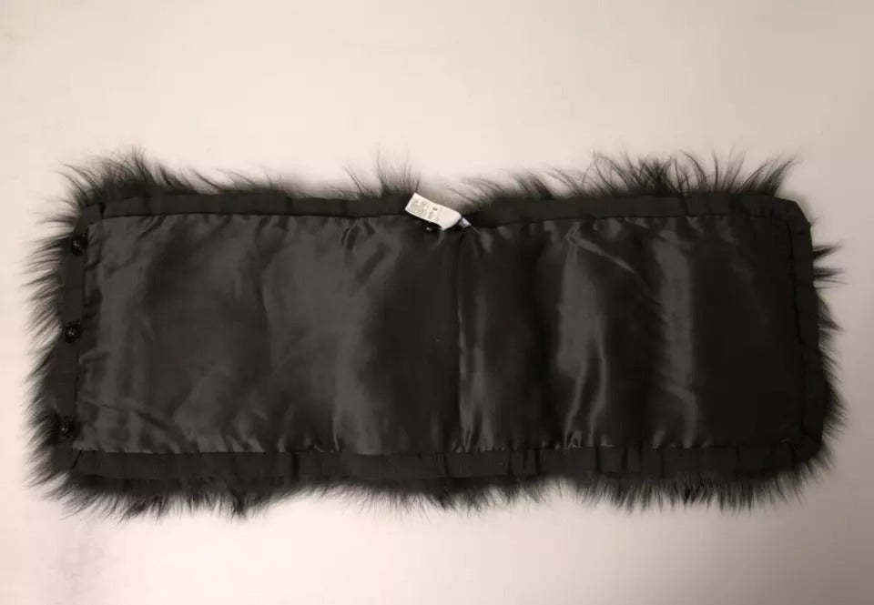 Dolce & Gabbana Fur Shoulder Collar Wrap Shawl Black Scarf